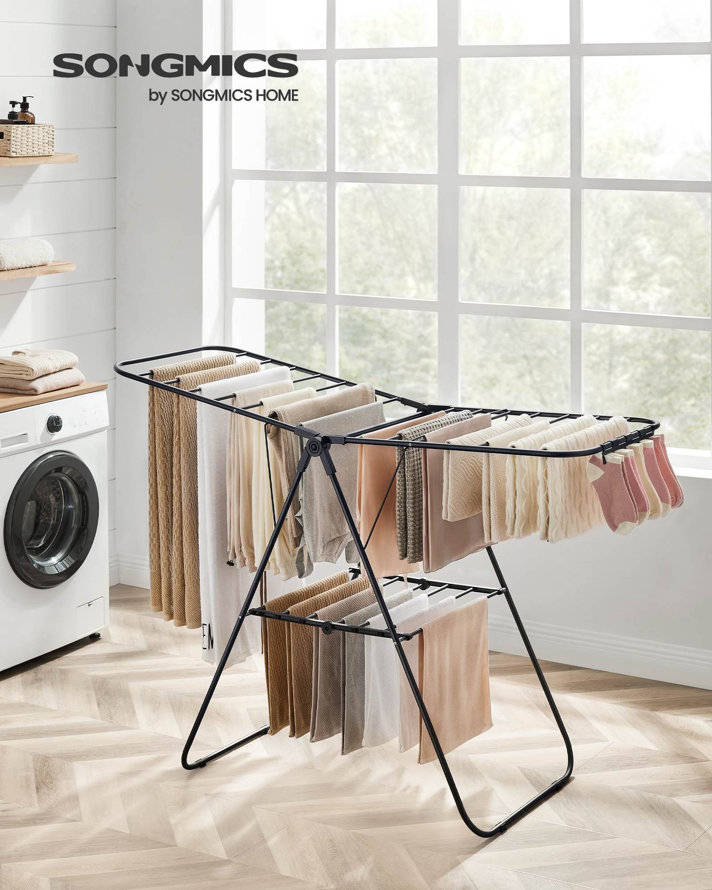 Clothes Drying Rack with Sock Clips