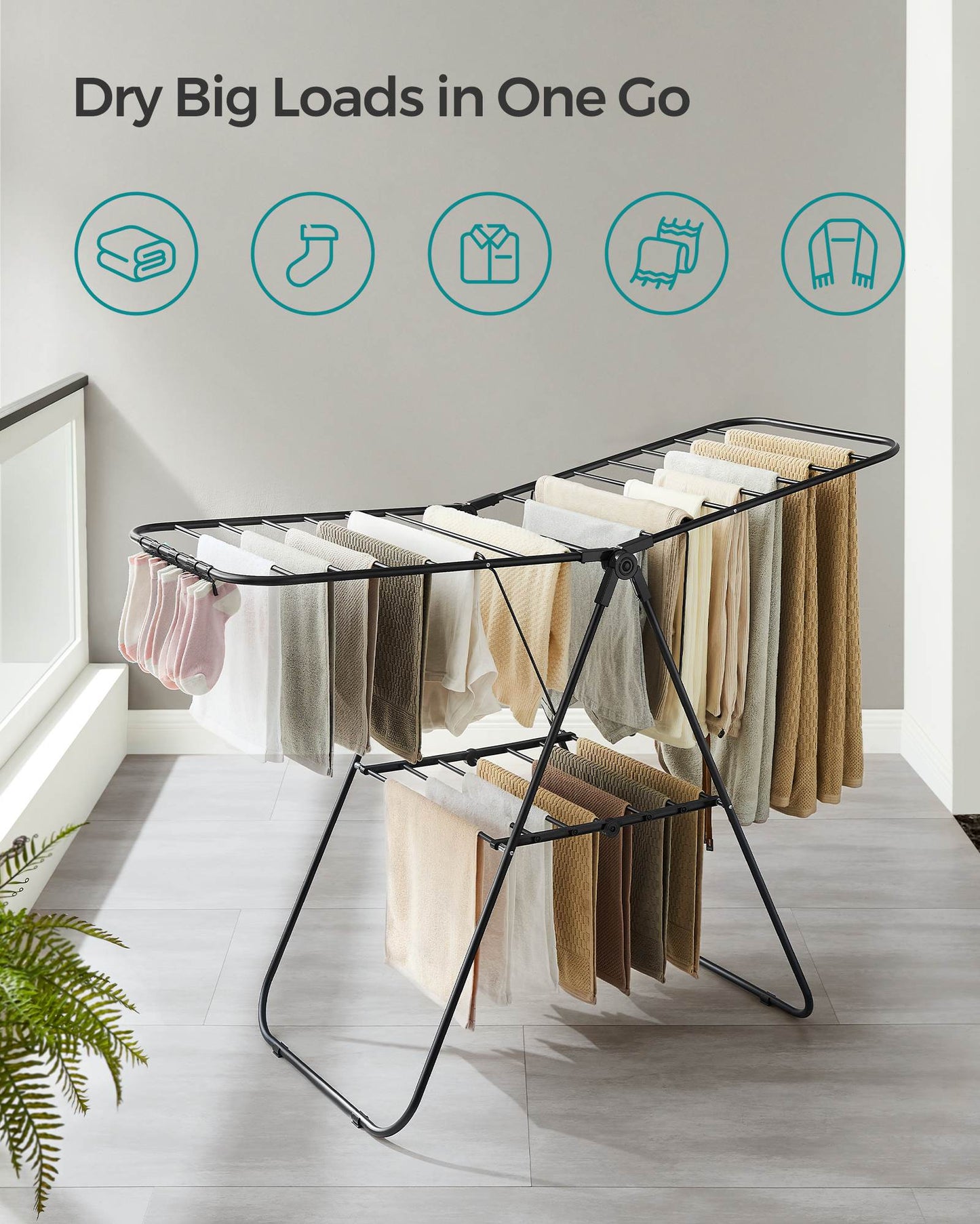Clothes Drying Rack with Sock Clips