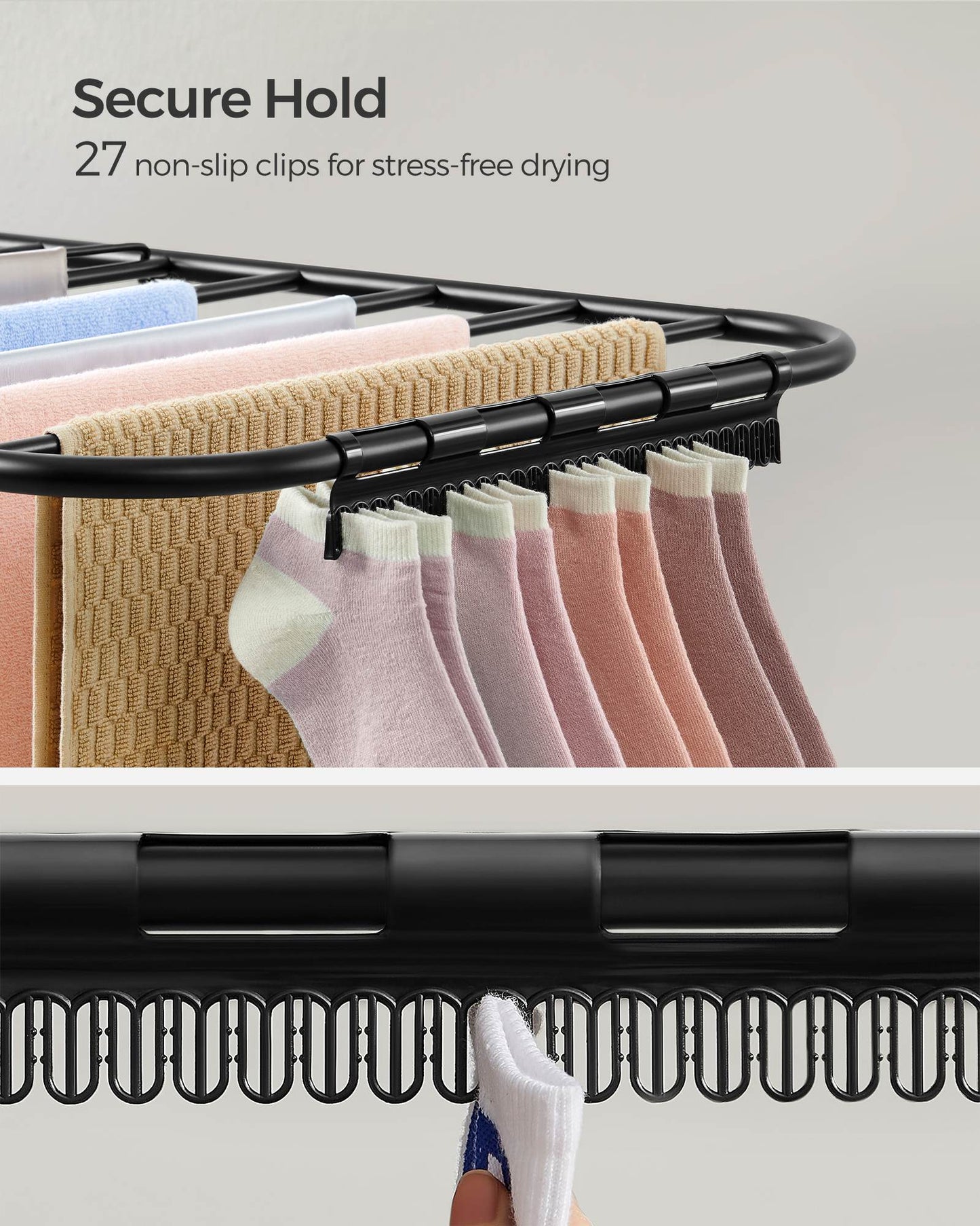 Clothes Drying Rack with Sock Clips