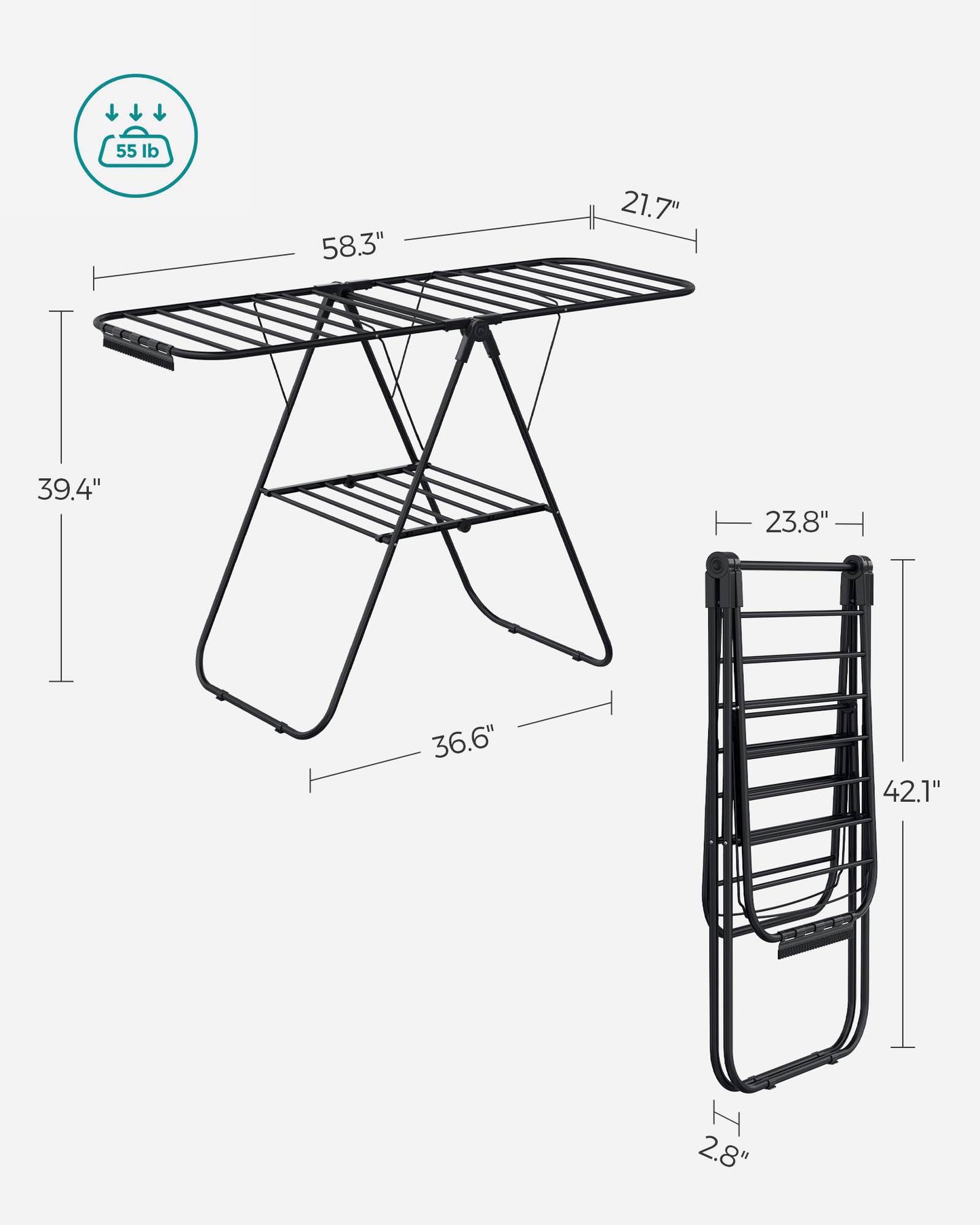 Clothes Drying Rack with Sock Clips