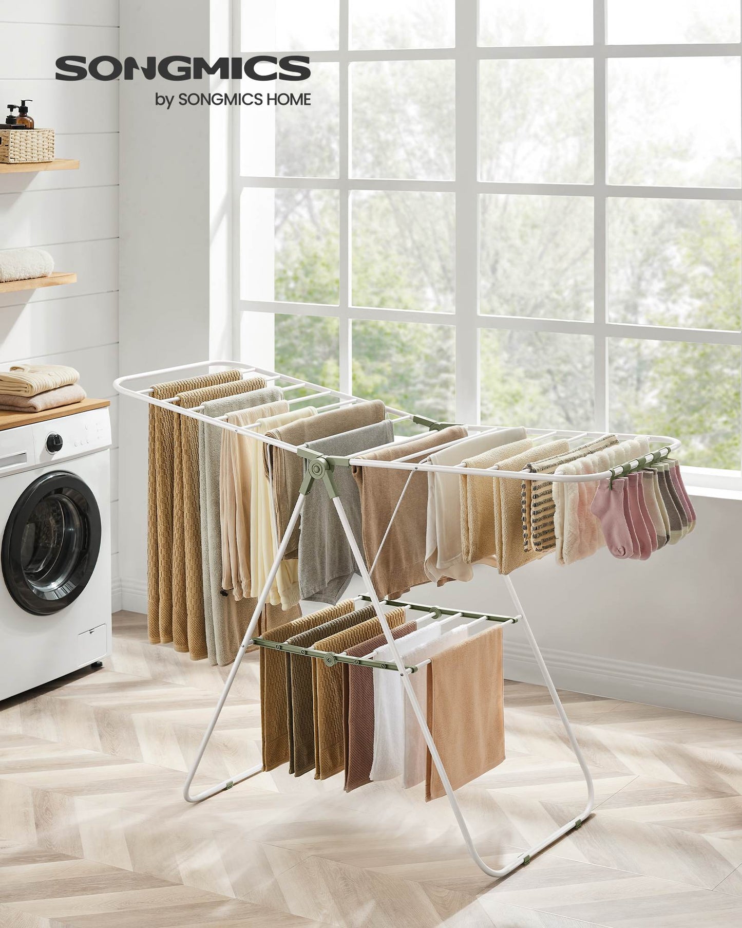 Clothes Drying Rack with Sock Clips