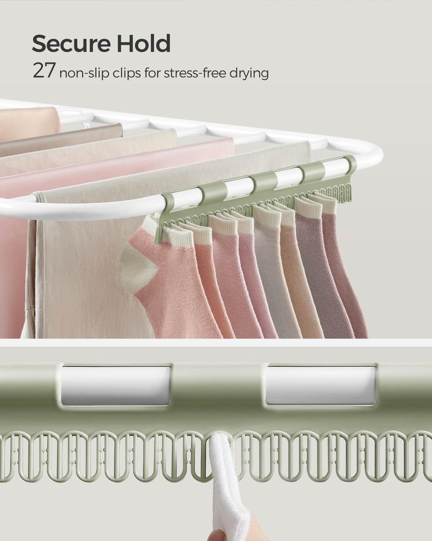 Clothes Drying Rack with Sock Clips