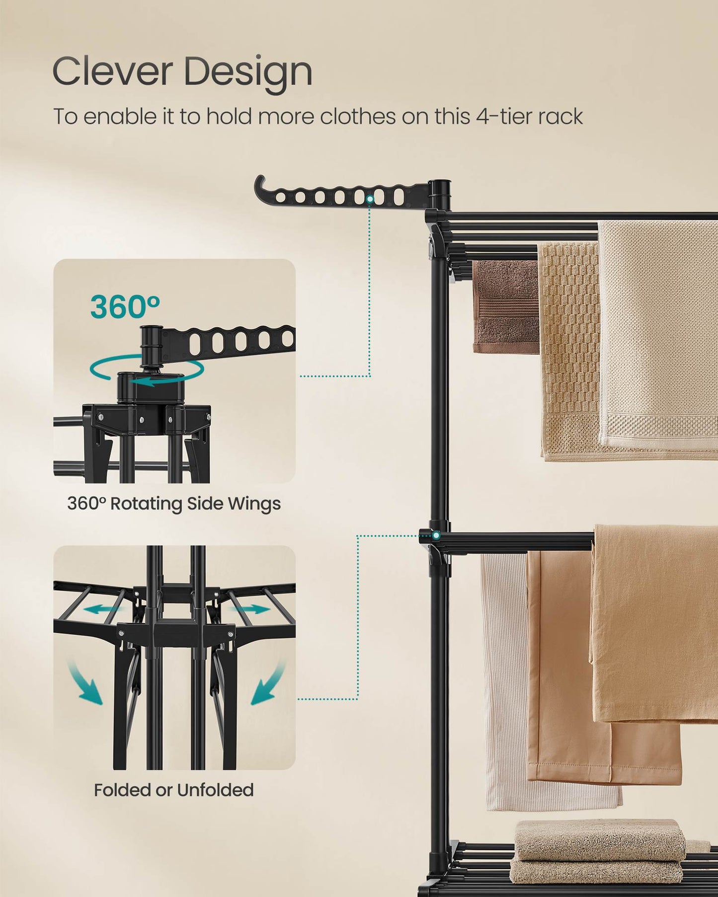 4-Tier Clothes Drying Rack Stand
