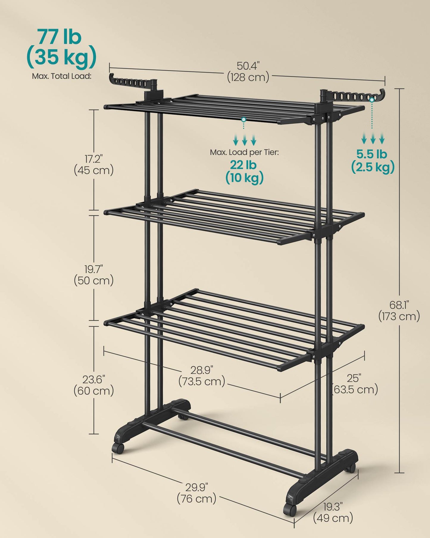 4-Tier Clothes Drying Rack Stand