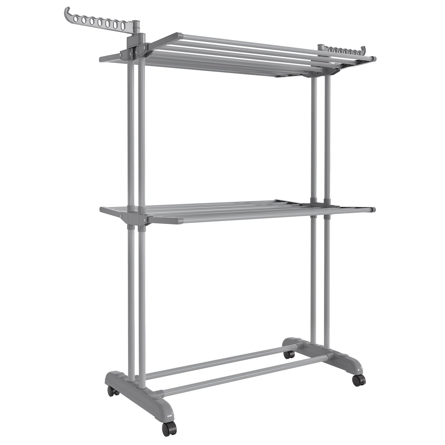 Clothes Drying Rack 3-Tier, Foldable Laundry Drying Rack 148 cm Tall, Stainless Steel, Rolling Laundry Horses