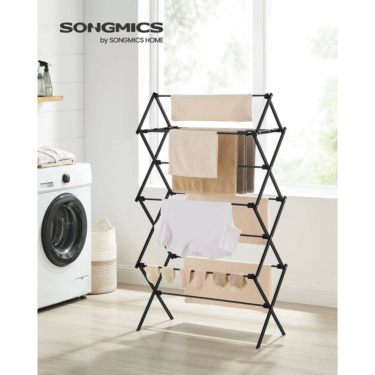 Foldable Clothes Drying Rack with Steel Frame