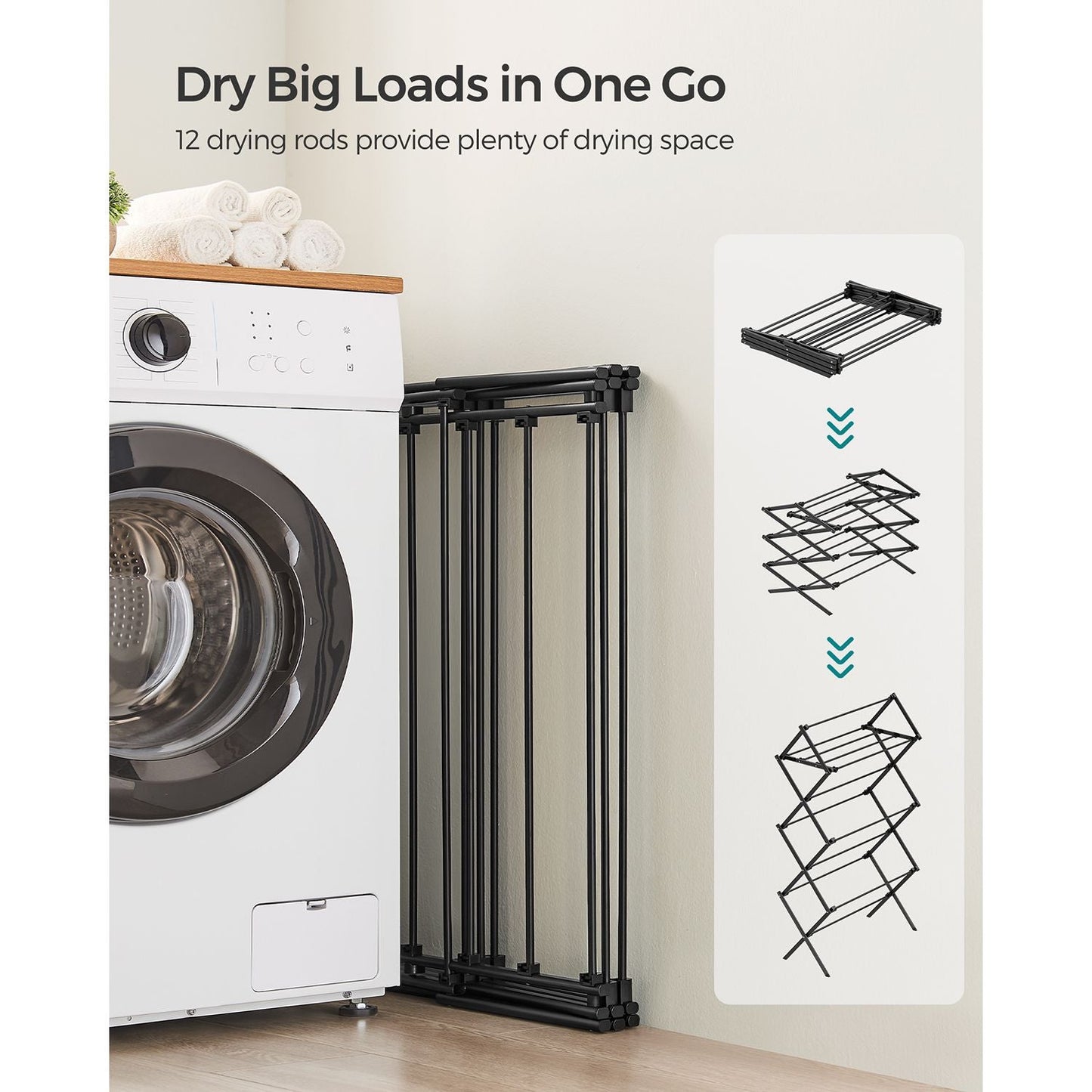 Foldable Clothes Drying Rack with Steel Frame