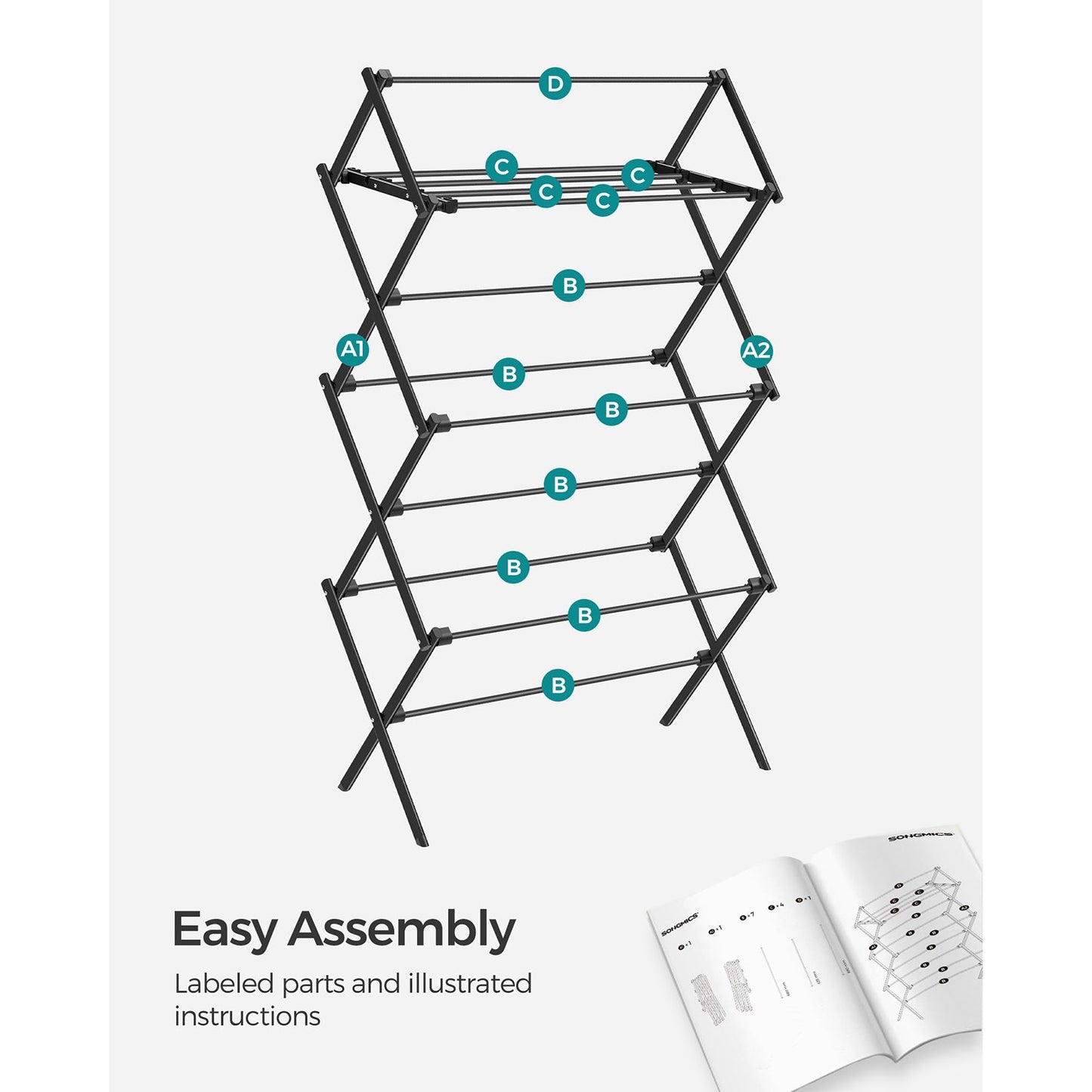 Foldable Clothes Drying Rack with Steel Frame