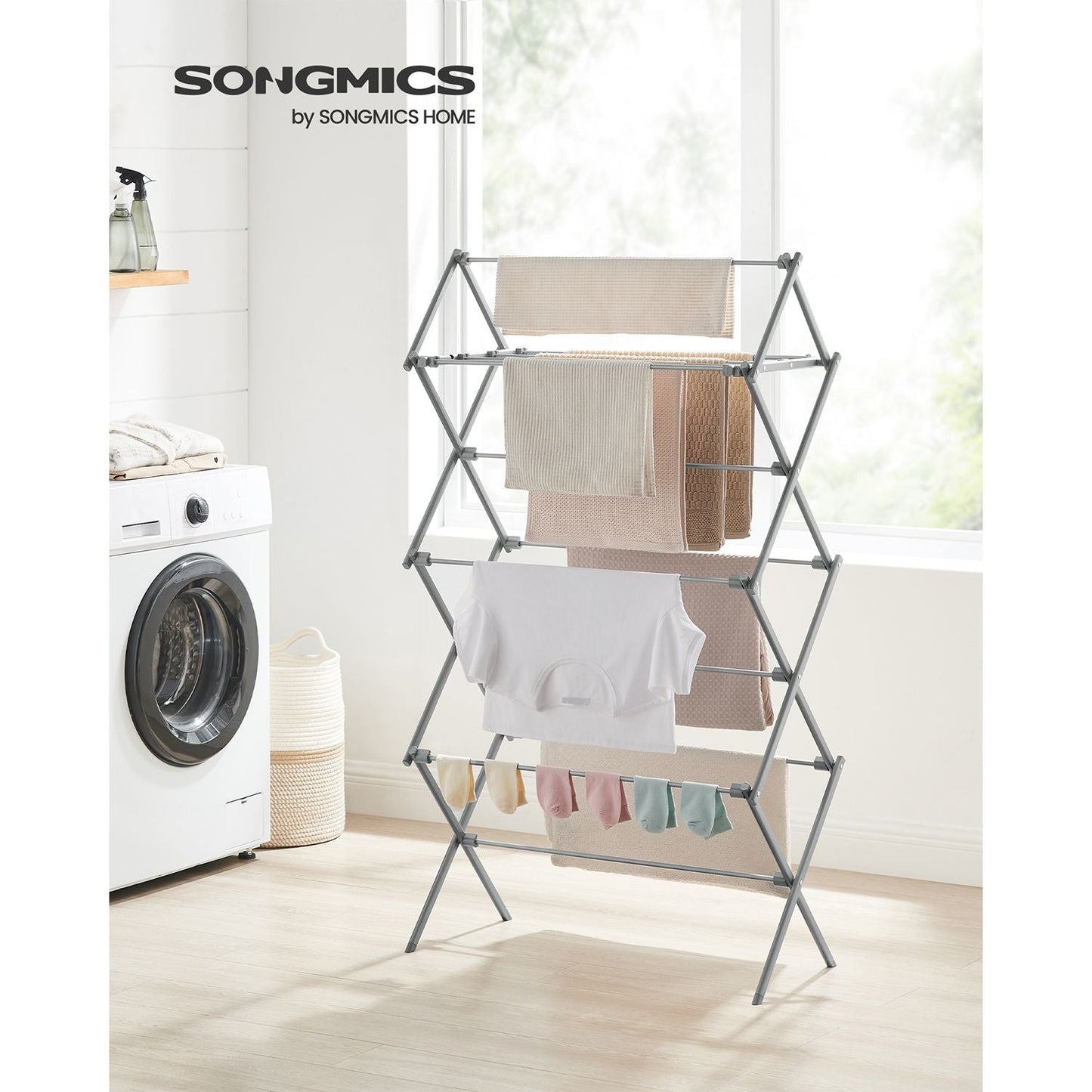 Foldable Clothes Drying Rack with Steel Frame