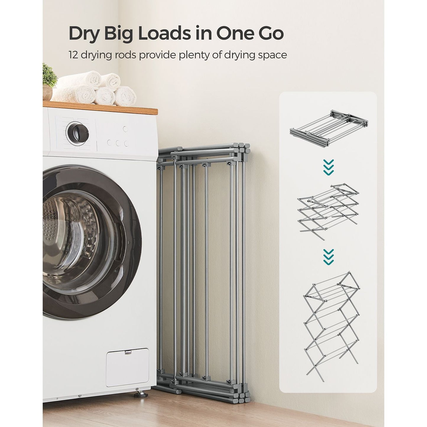 Foldable Clothes Drying Rack with Steel Frame
