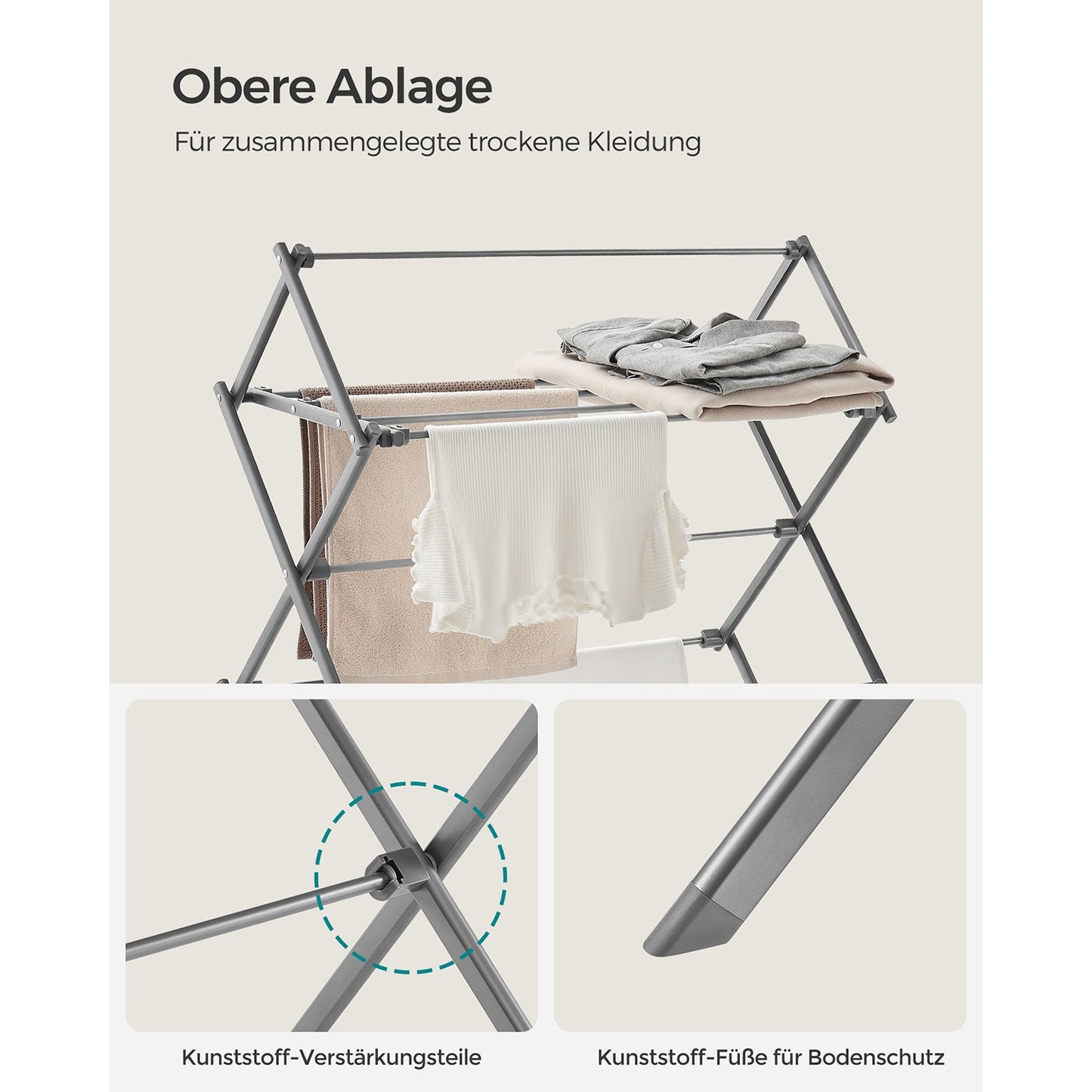 Foldable Clothes Drying Rack with Steel Frame