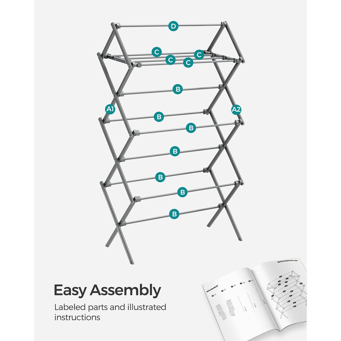 Foldable Clothes Drying Rack with Steel Frame