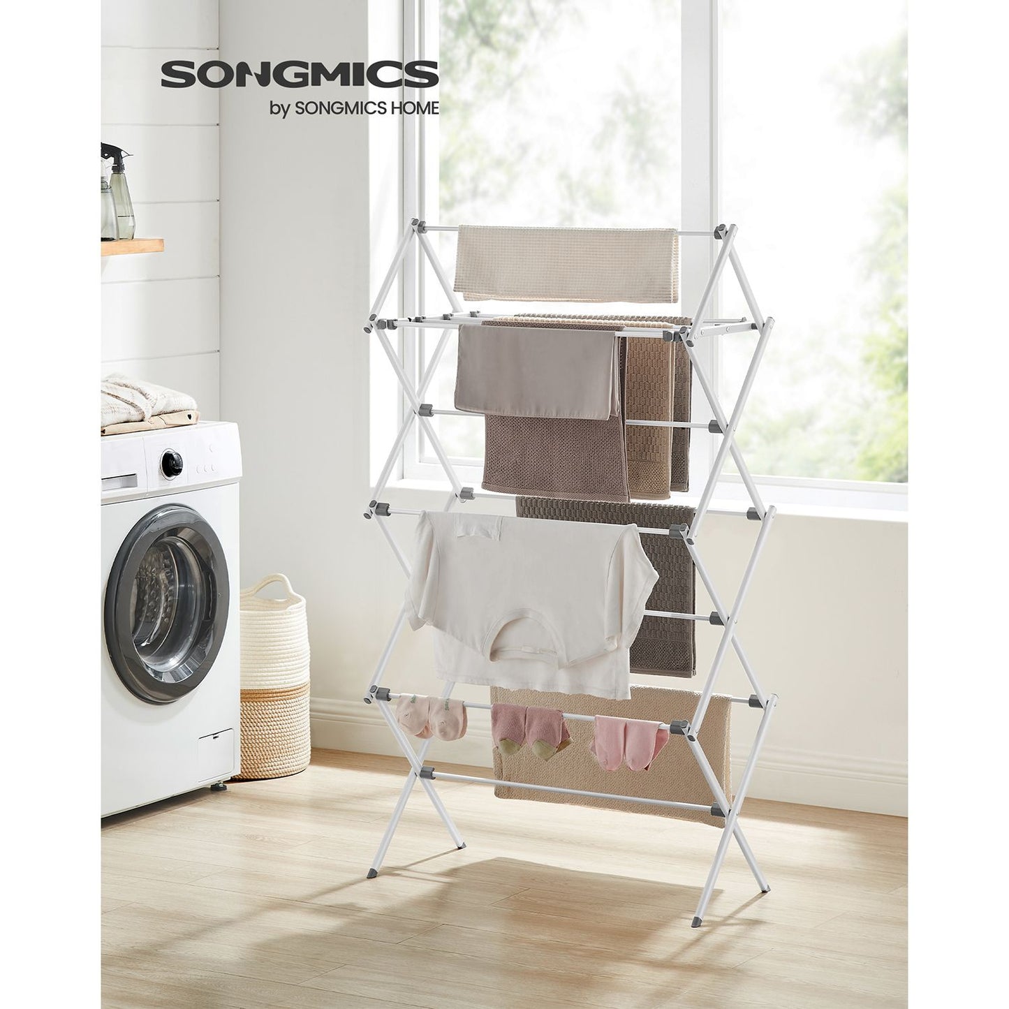 Foldable Clothes Drying Rack with Steel Frame