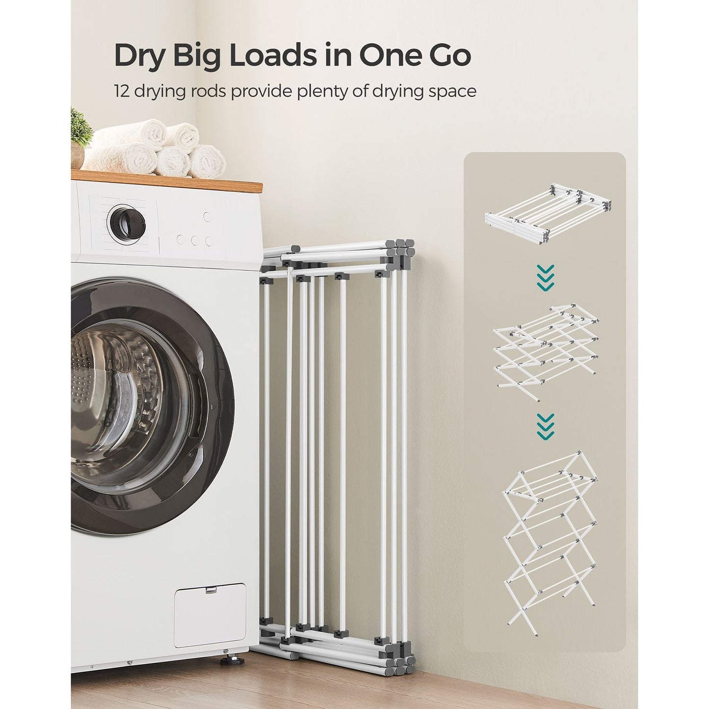 Foldable Clothes Drying Rack with Steel Frame