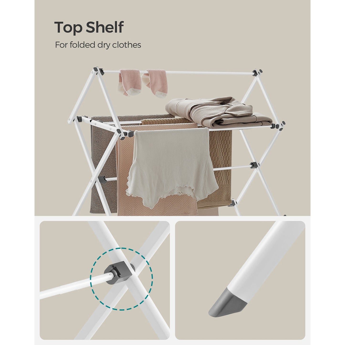 Foldable Clothes Drying Rack with Steel Frame