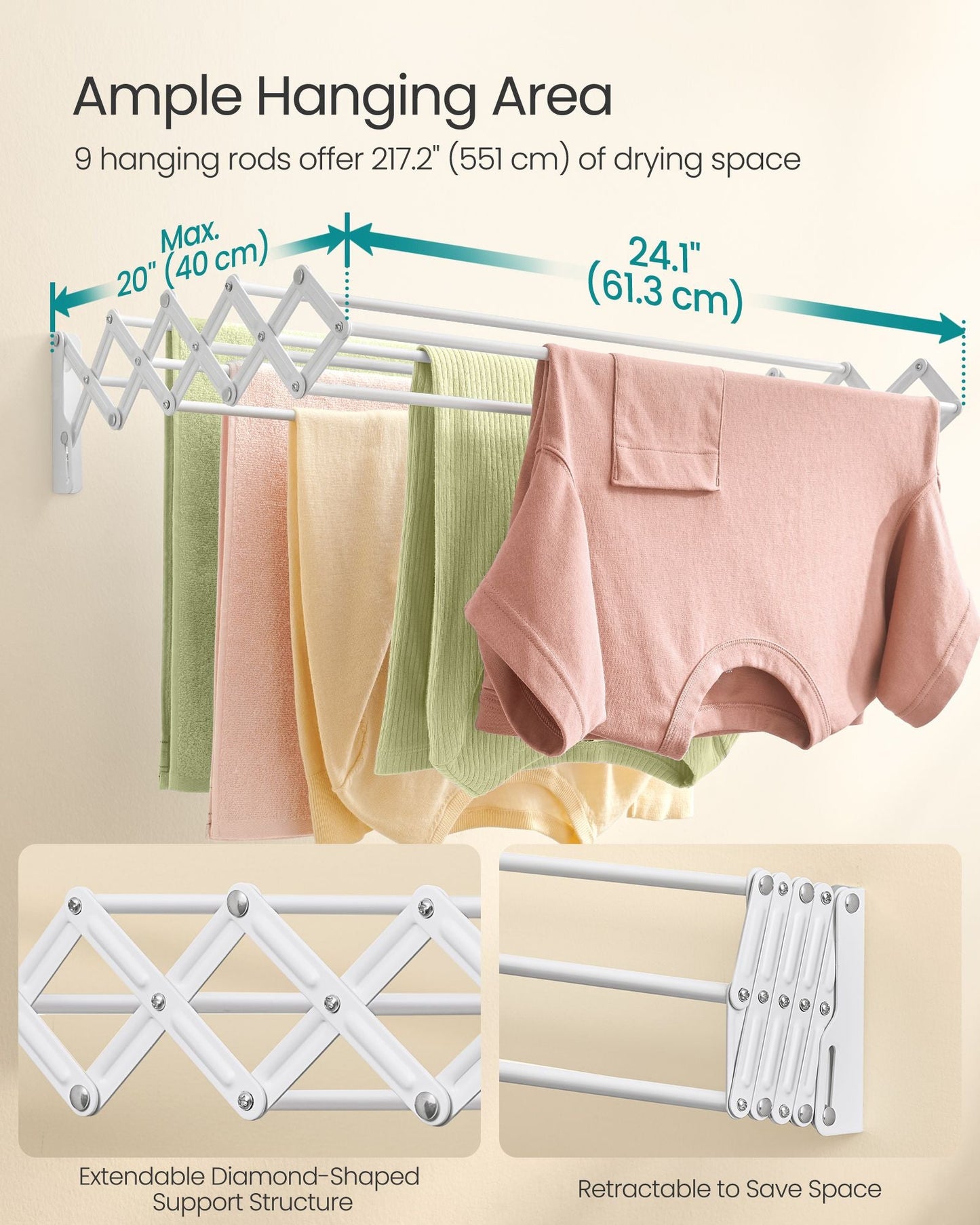 Wall-Mounted Drying Rack Clothing