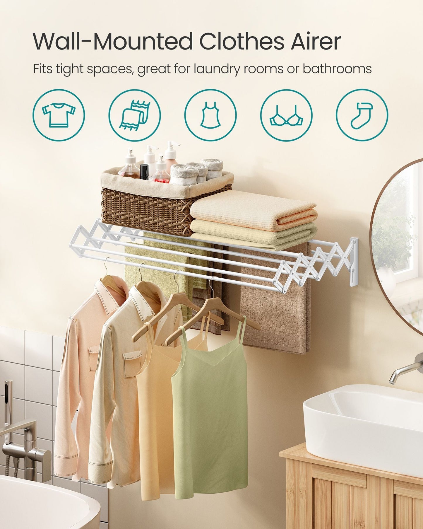 Wall-Mounted Drying Rack Clothing
