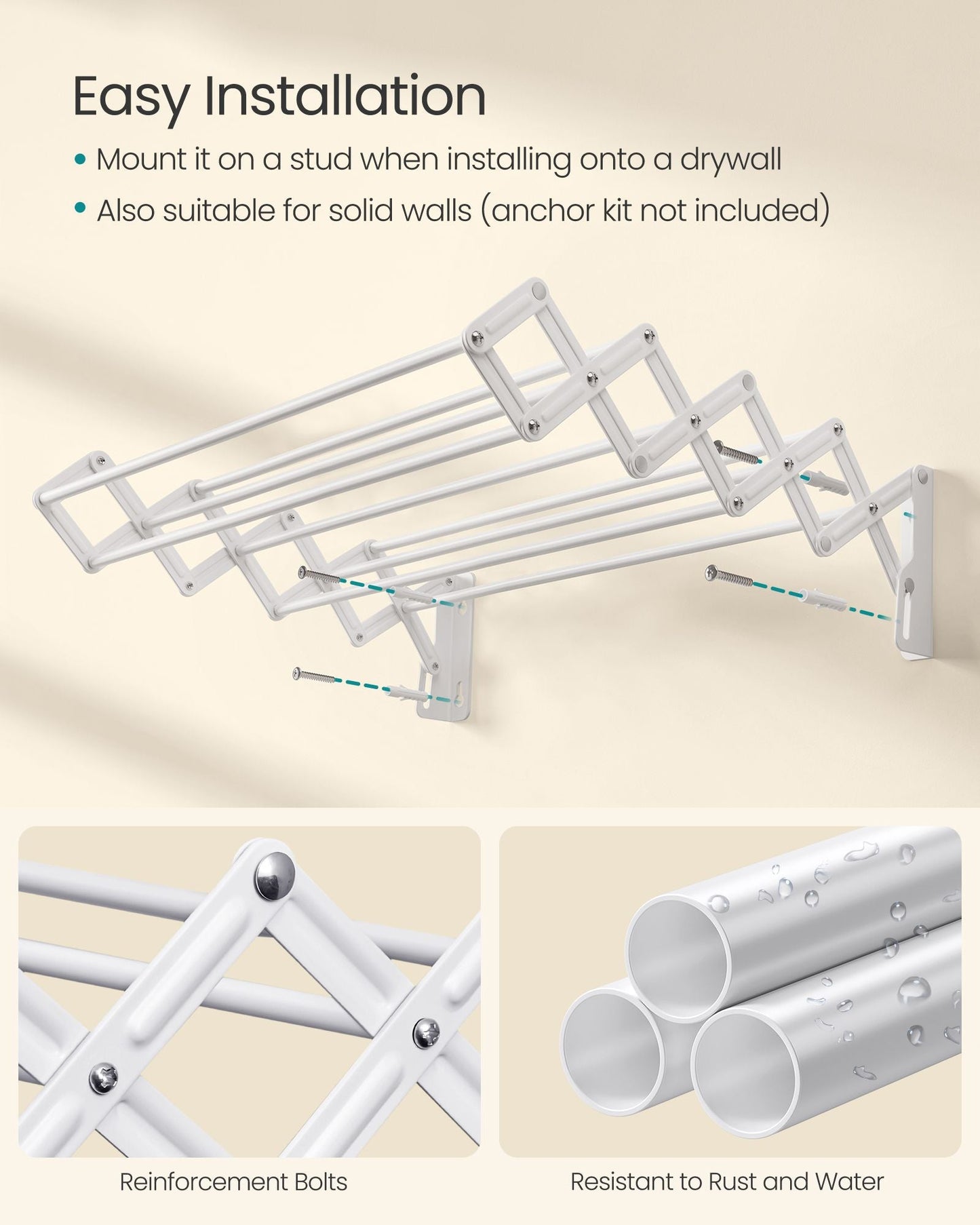 Wall-Mounted Drying Rack Clothing