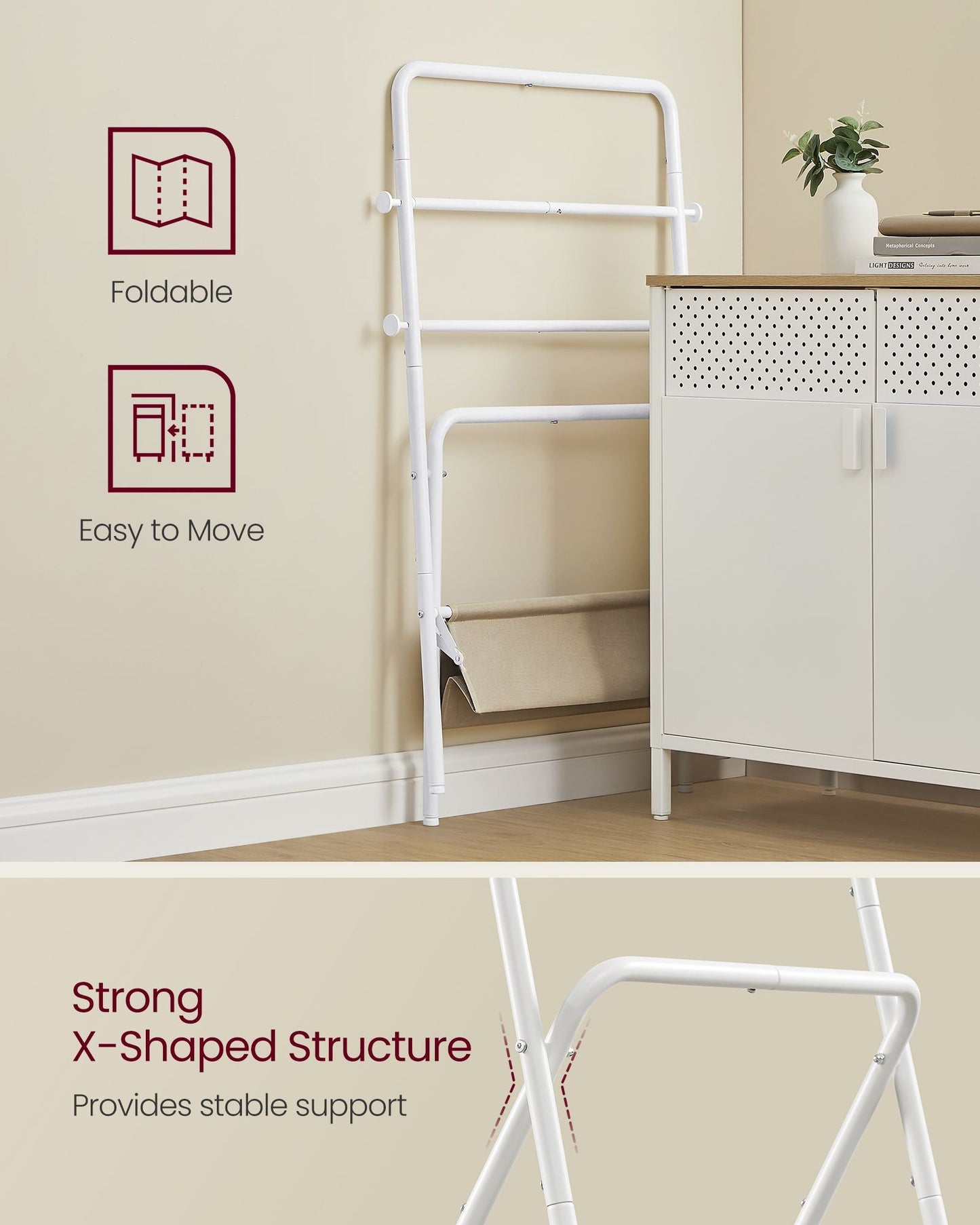 Freestanding Towel Rack with 4 Hooks