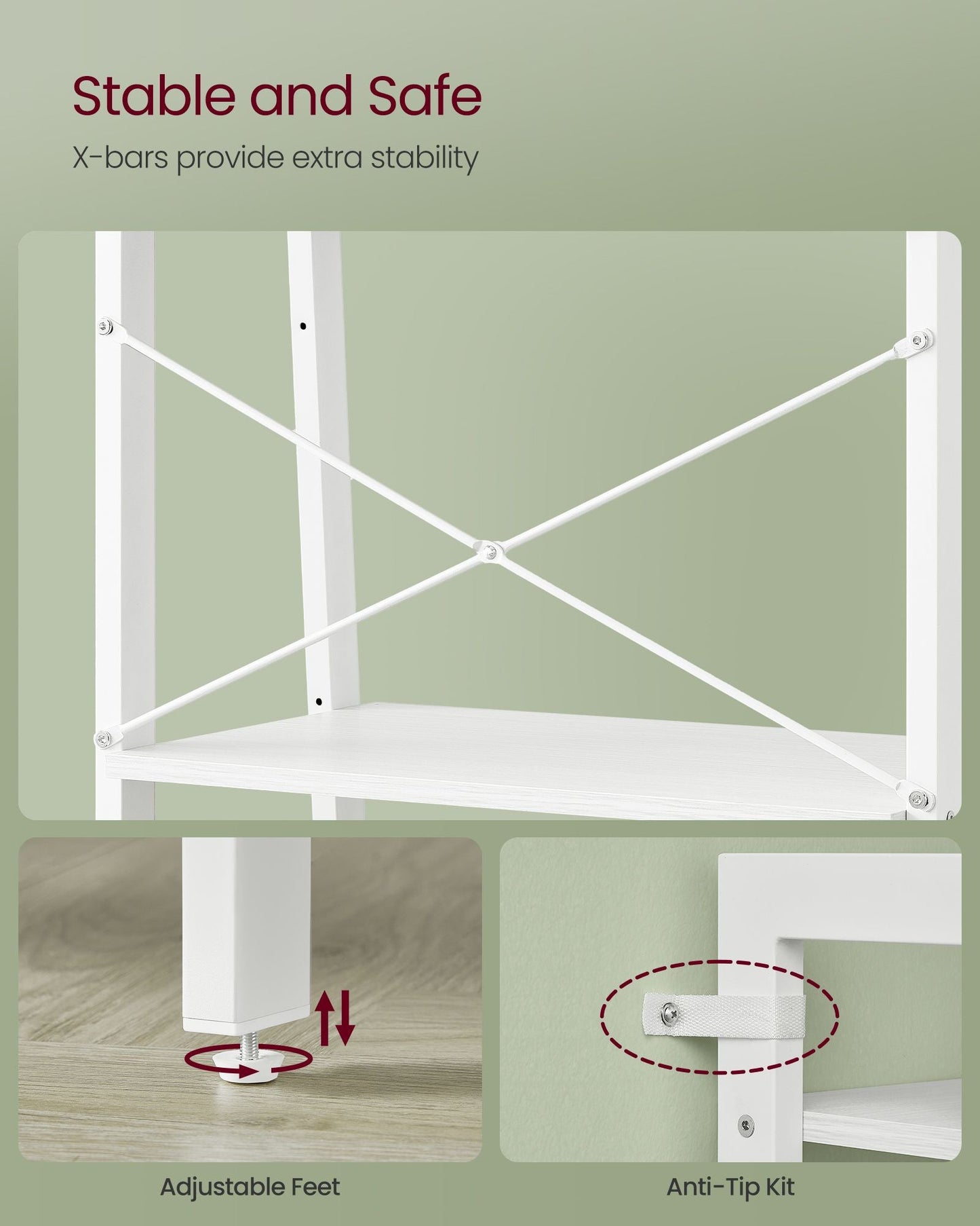 4-Tier Ladder Shelf with Steel Frame