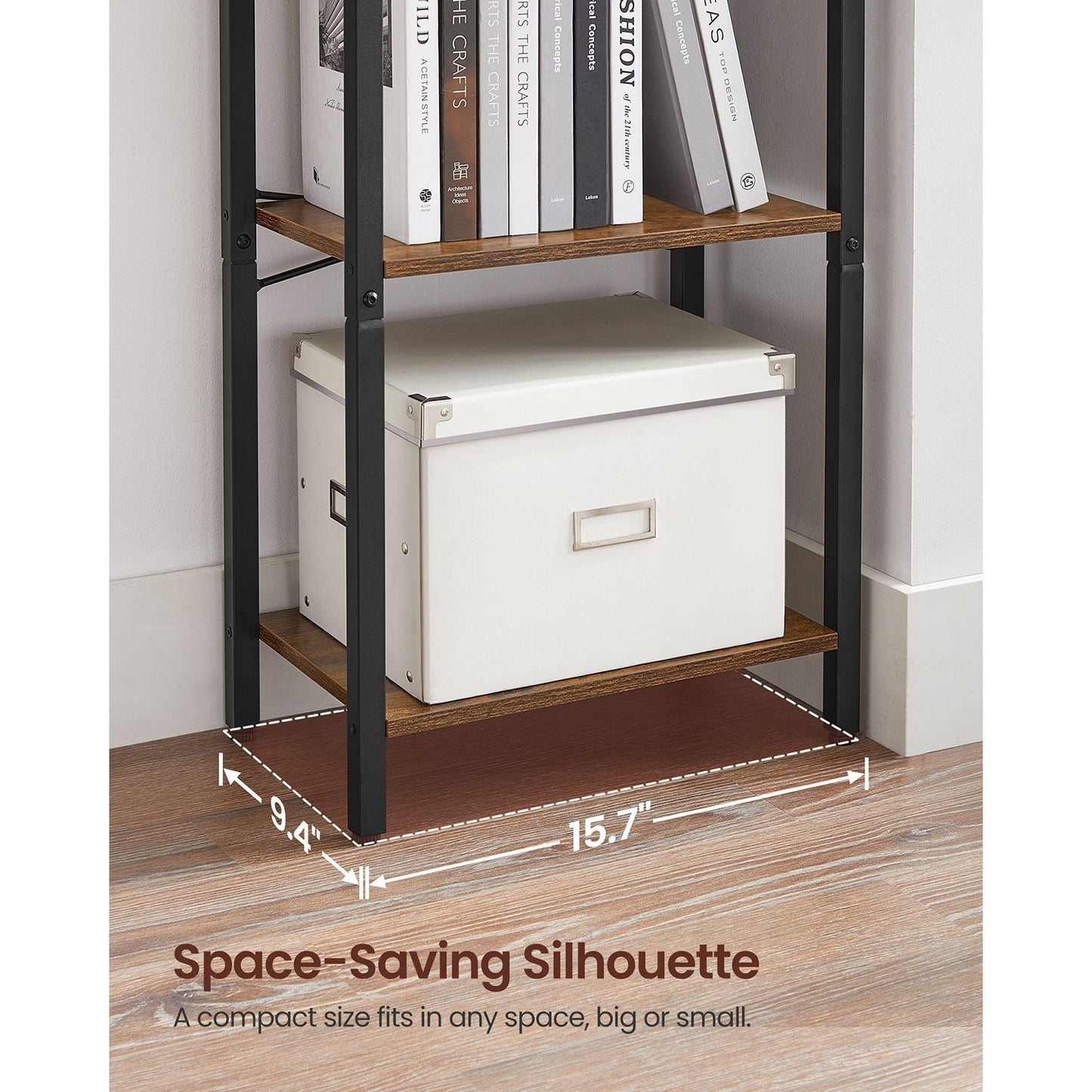 4-Tier Tall Bookshelf with Steel Frame