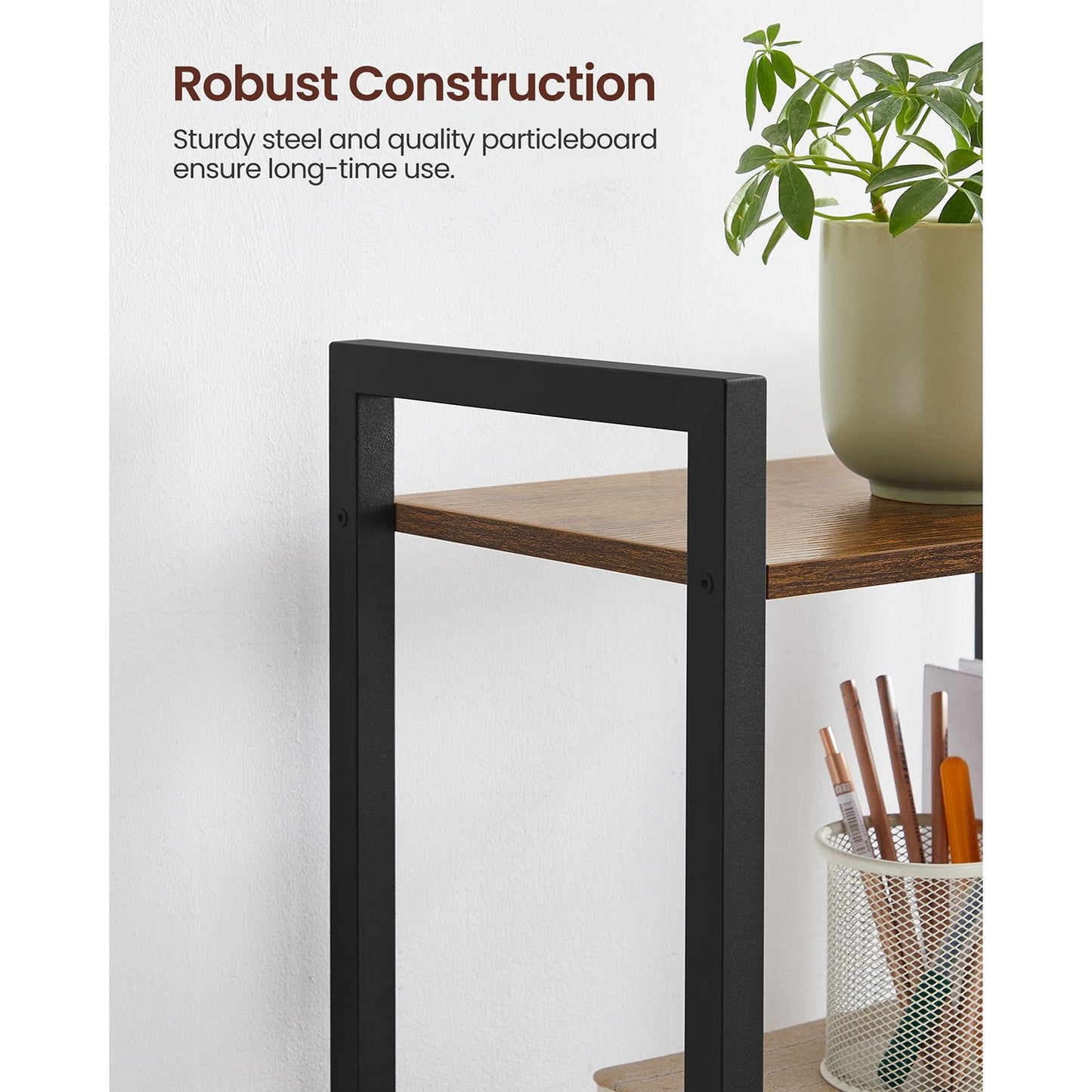 4-Tier Tall Bookshelf with Steel Frame