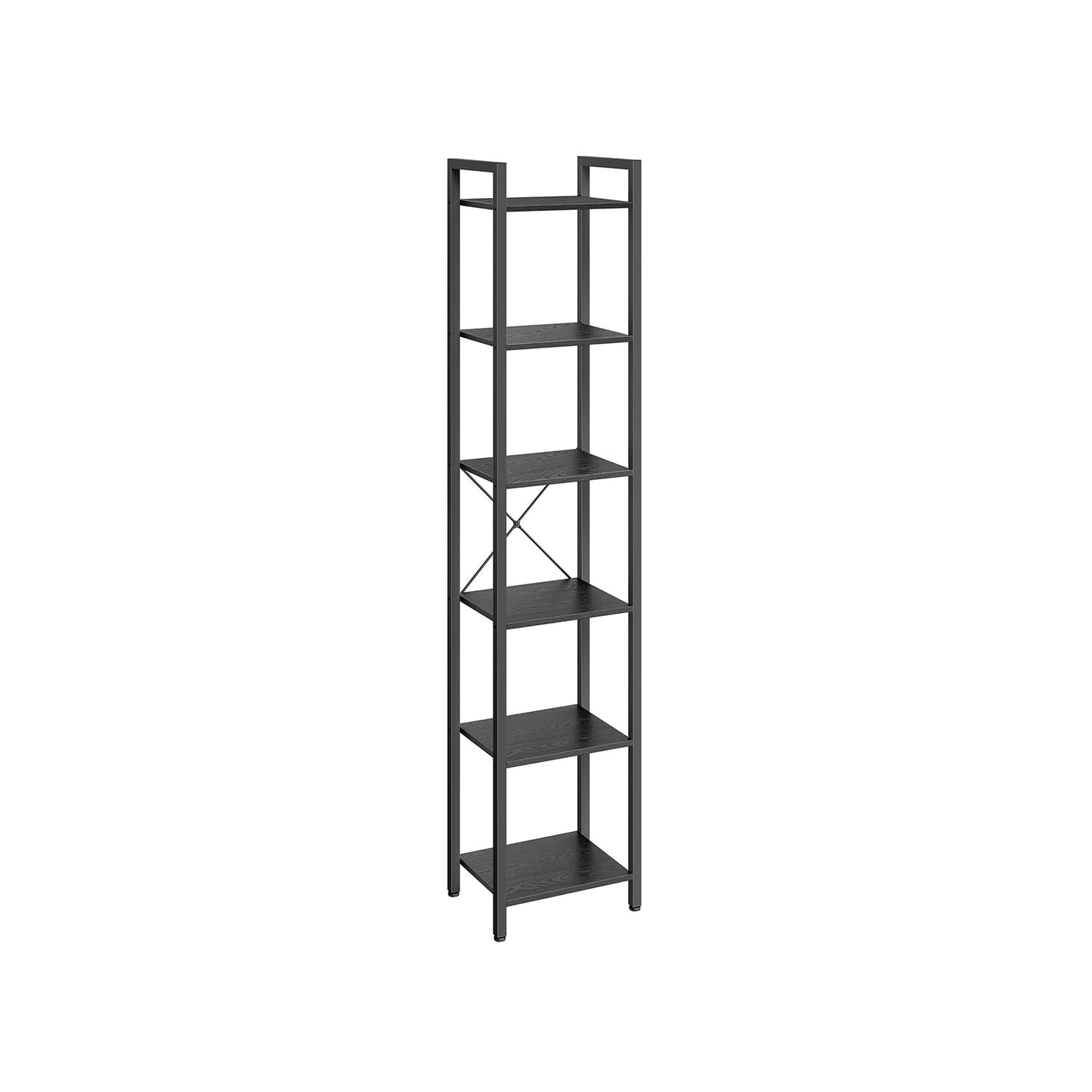 6-Tier TNarrow Bookcase with Steel Frame