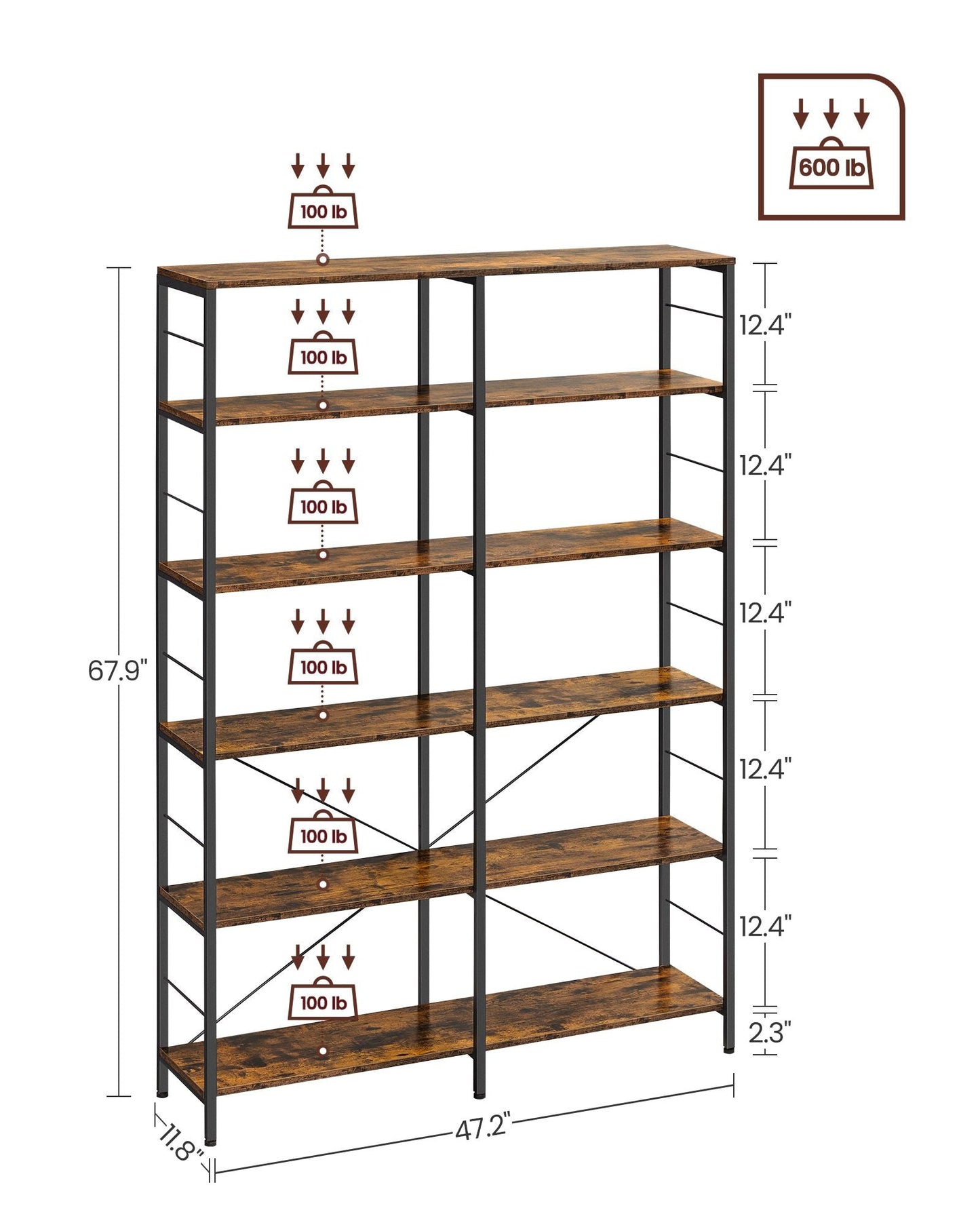 6-Tier Bookshelf