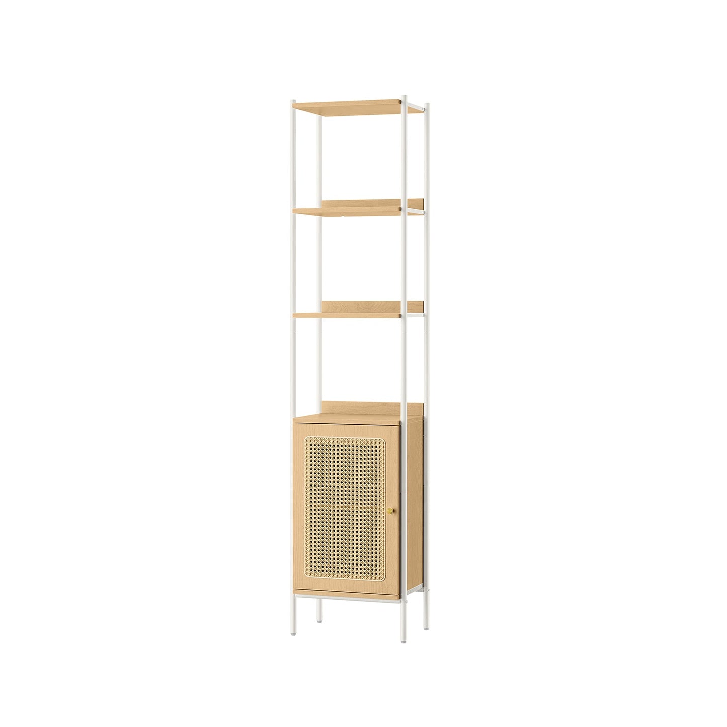 6-Tier Bookcase with Rattan-Like Door