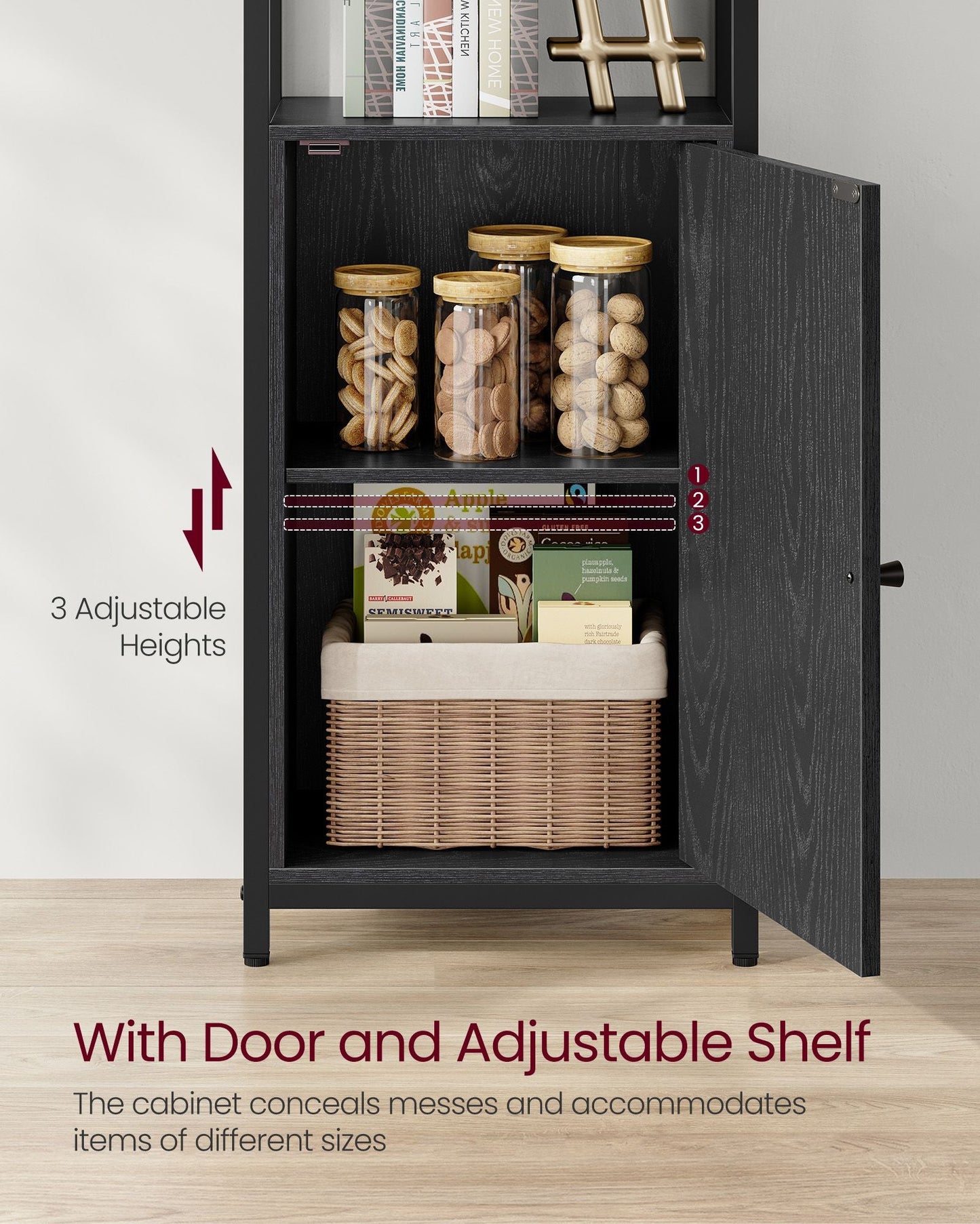 6-Tier Tall Bookcase with Door