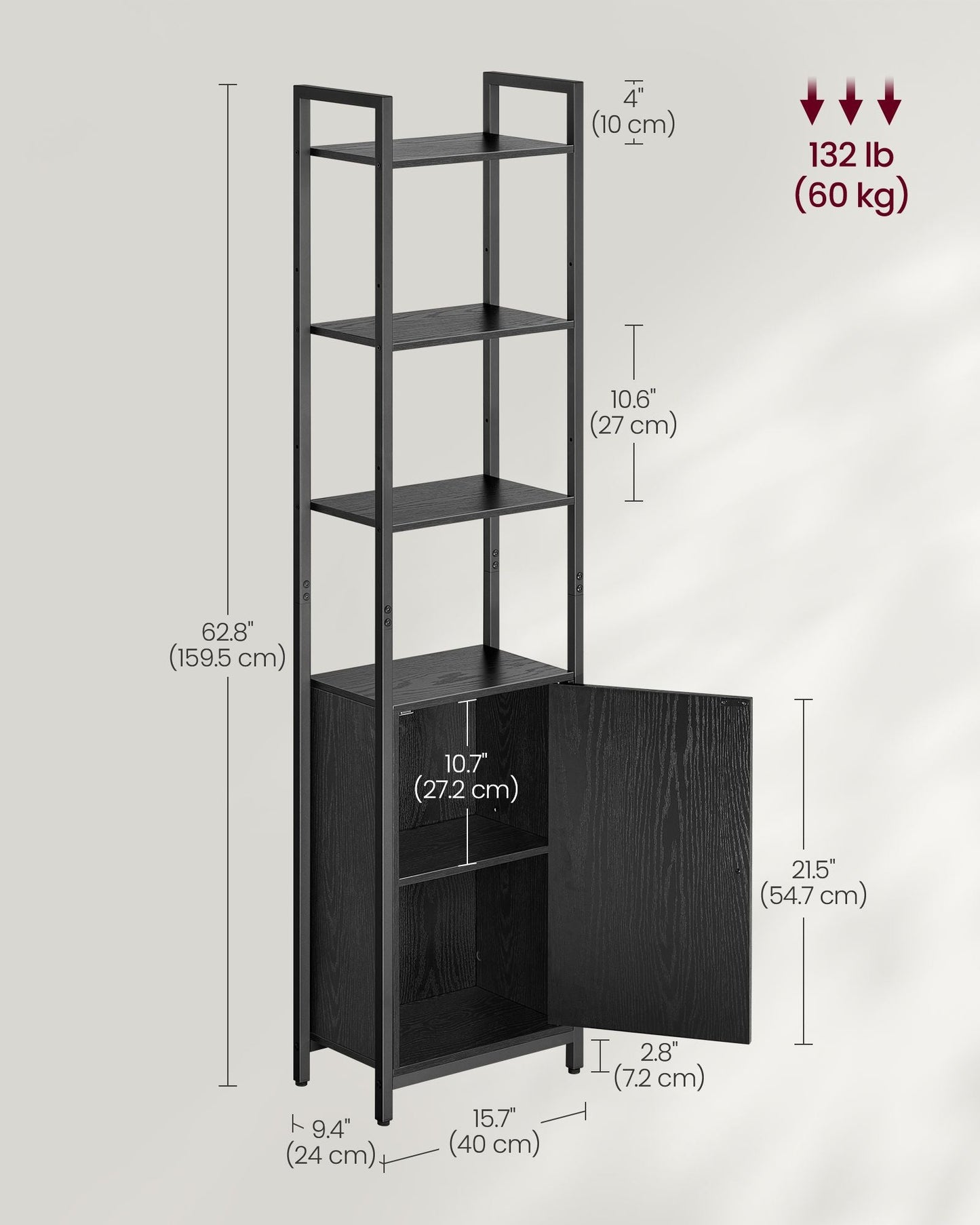 6-Tier Tall Bookcase with Door