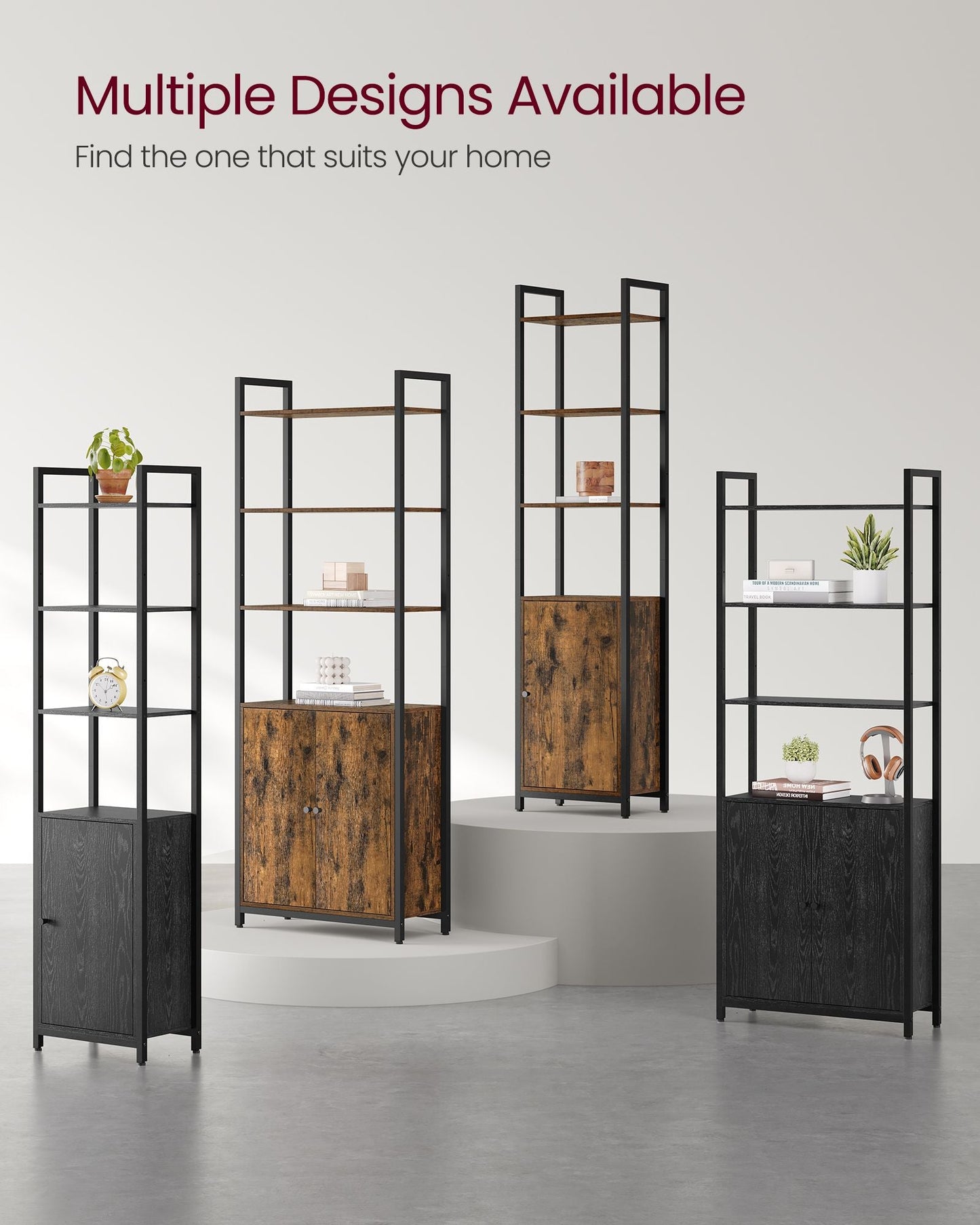 6-Tier Tall Bookcase with Door