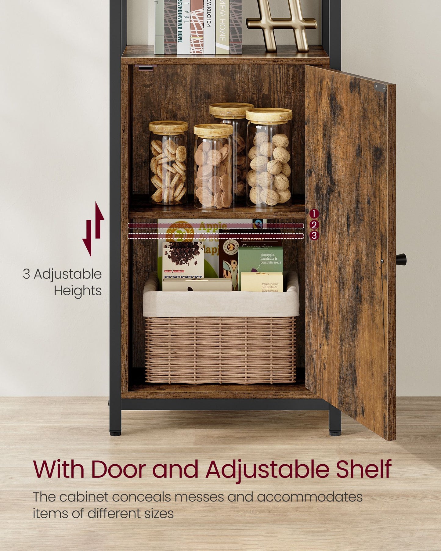 6-Tier Tall Bookcase with Door