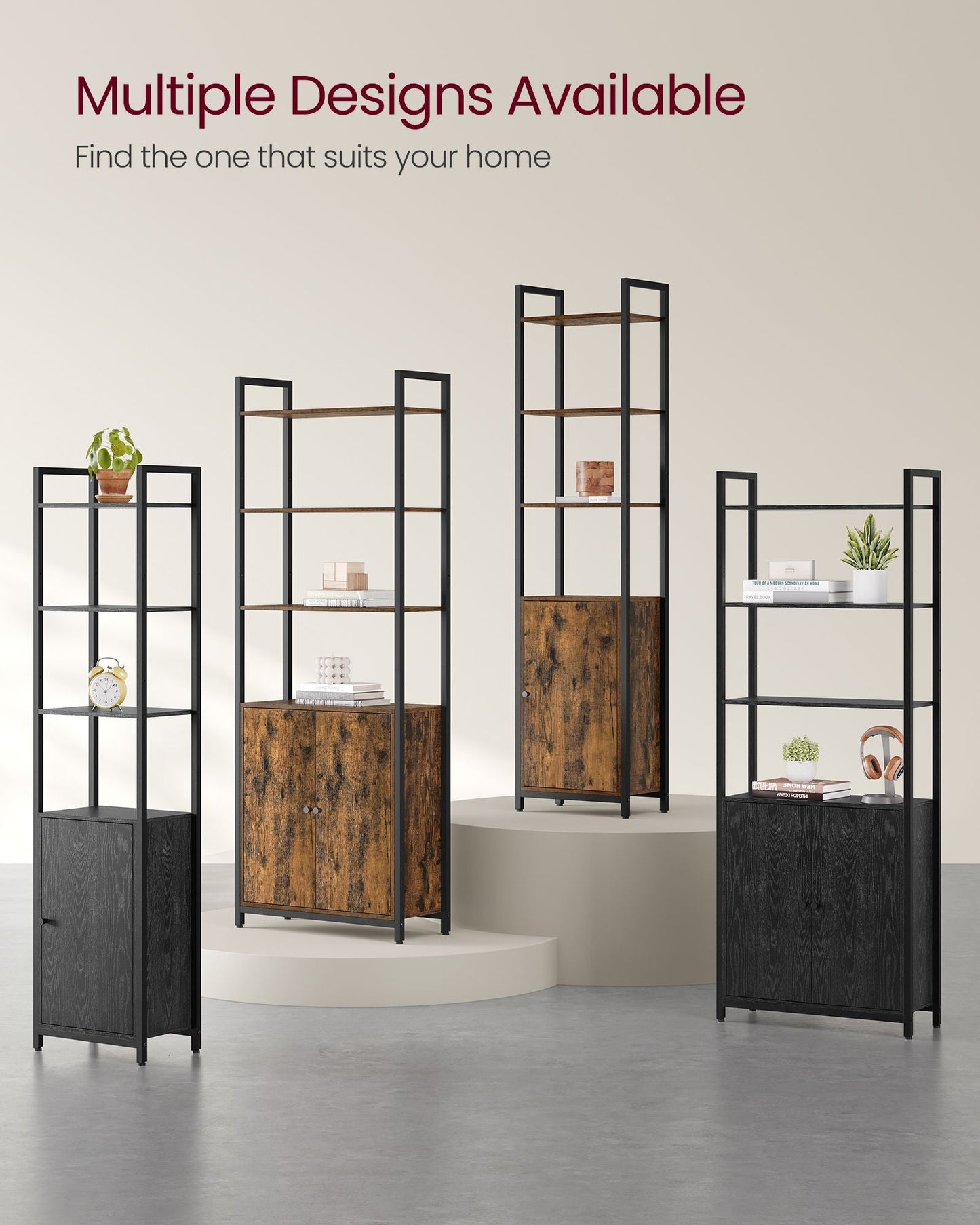 6-Tier Tall Bookcase with Door