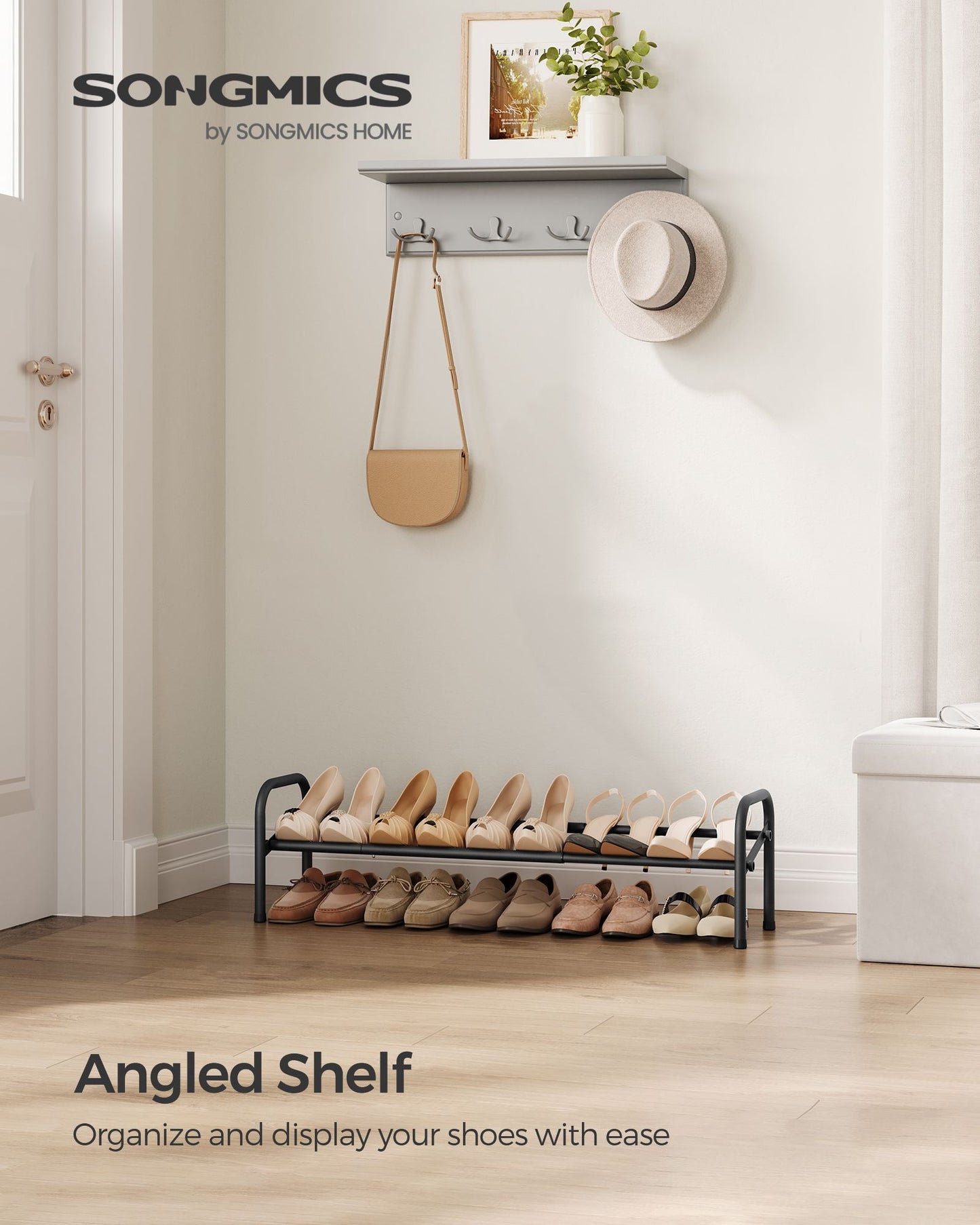 1 Tier Expandable Shoe Rack, Holds up to 10 Pairs of Shoes