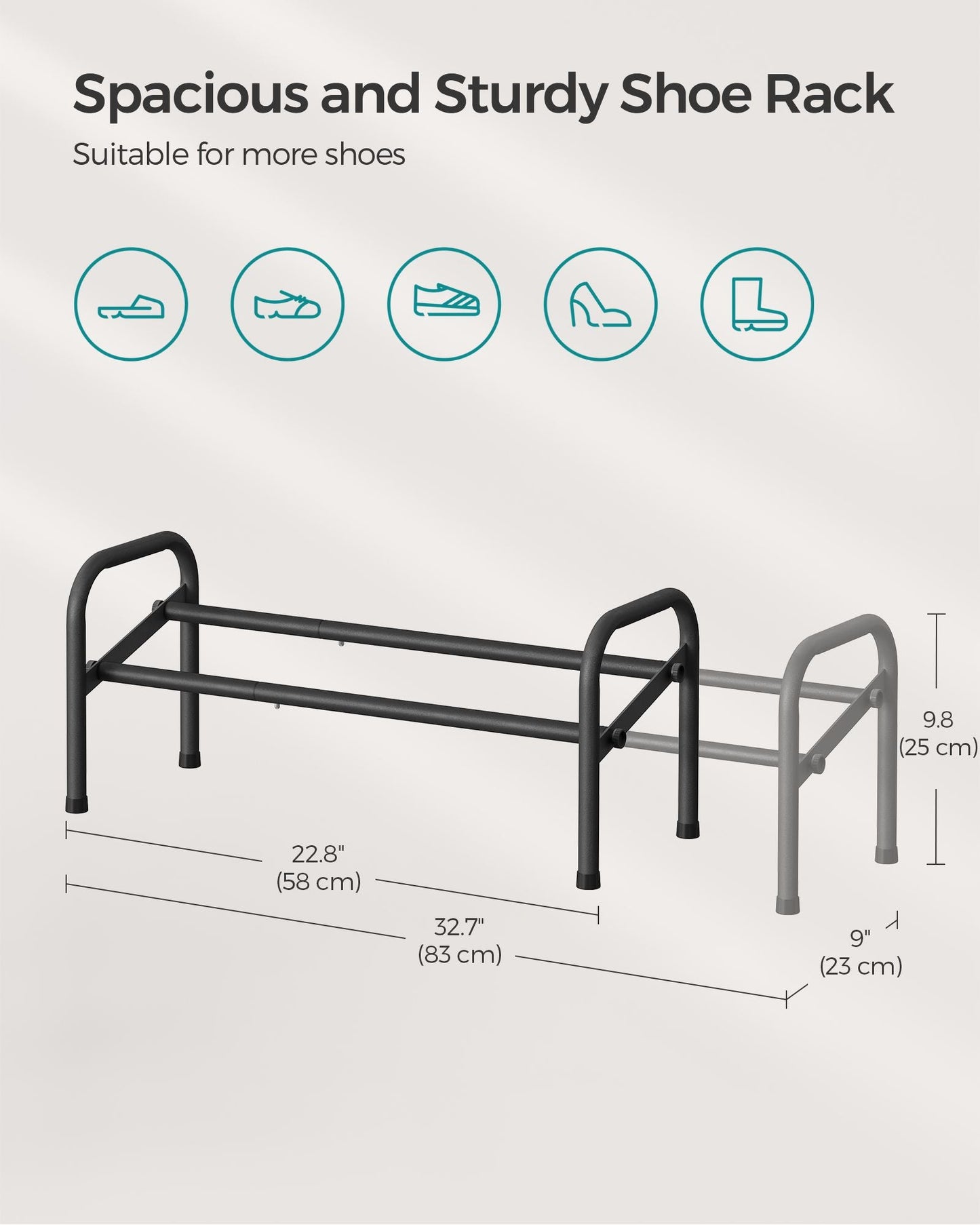 1 Tier Expandable Shoe Rack, Holds up to 10 Pairs of Shoes