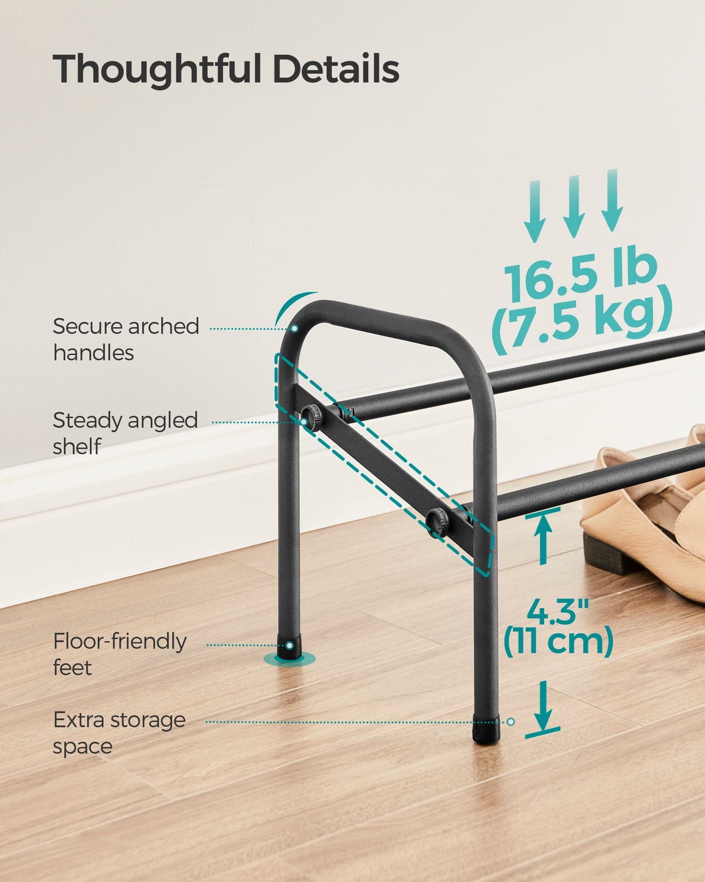 1 Tier Expandable Shoe Rack, Holds up to 10 Pairs of Shoes