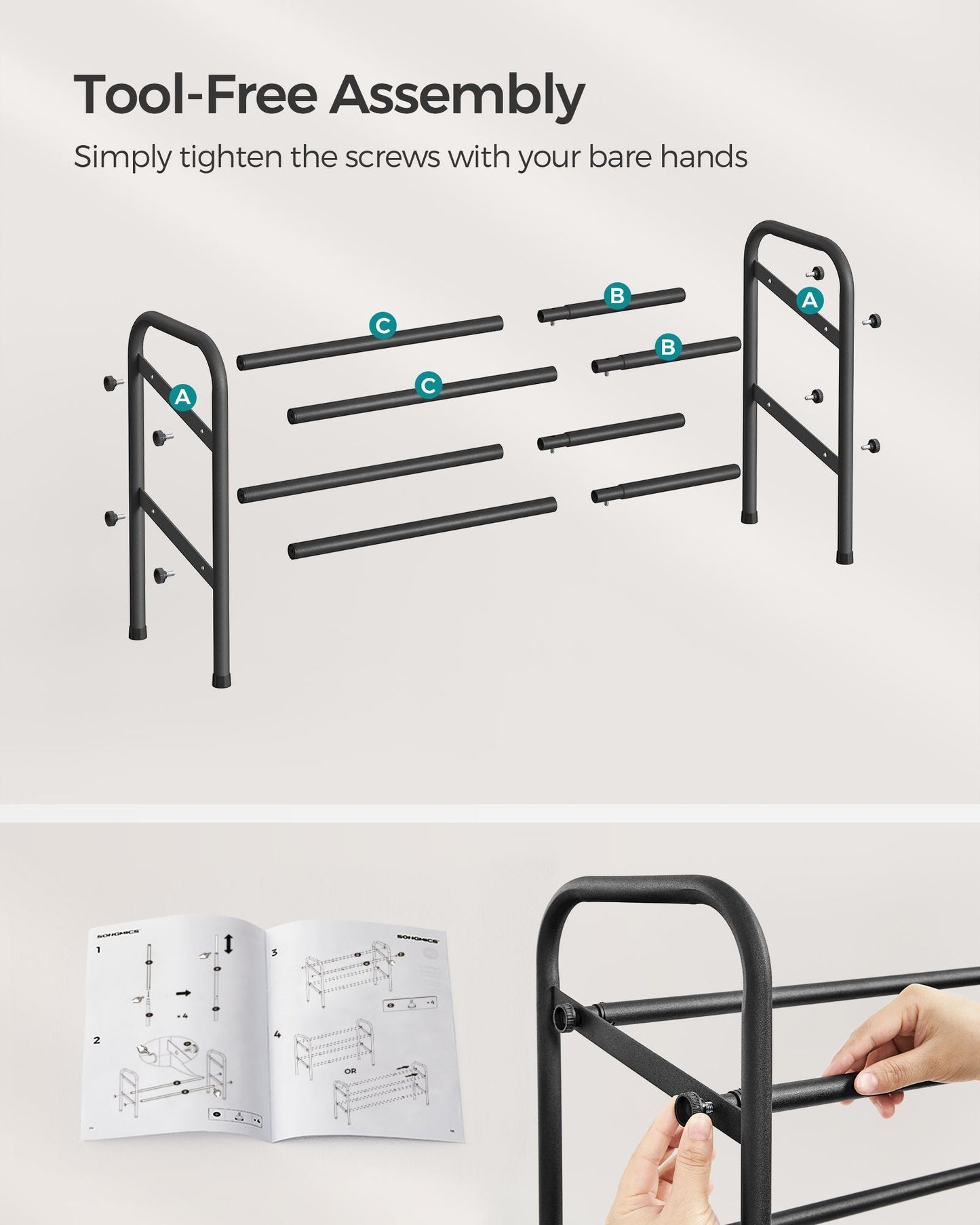 2 Tier Expandable Shoe Rack, Holds up to 15 Pairs of Shoes
