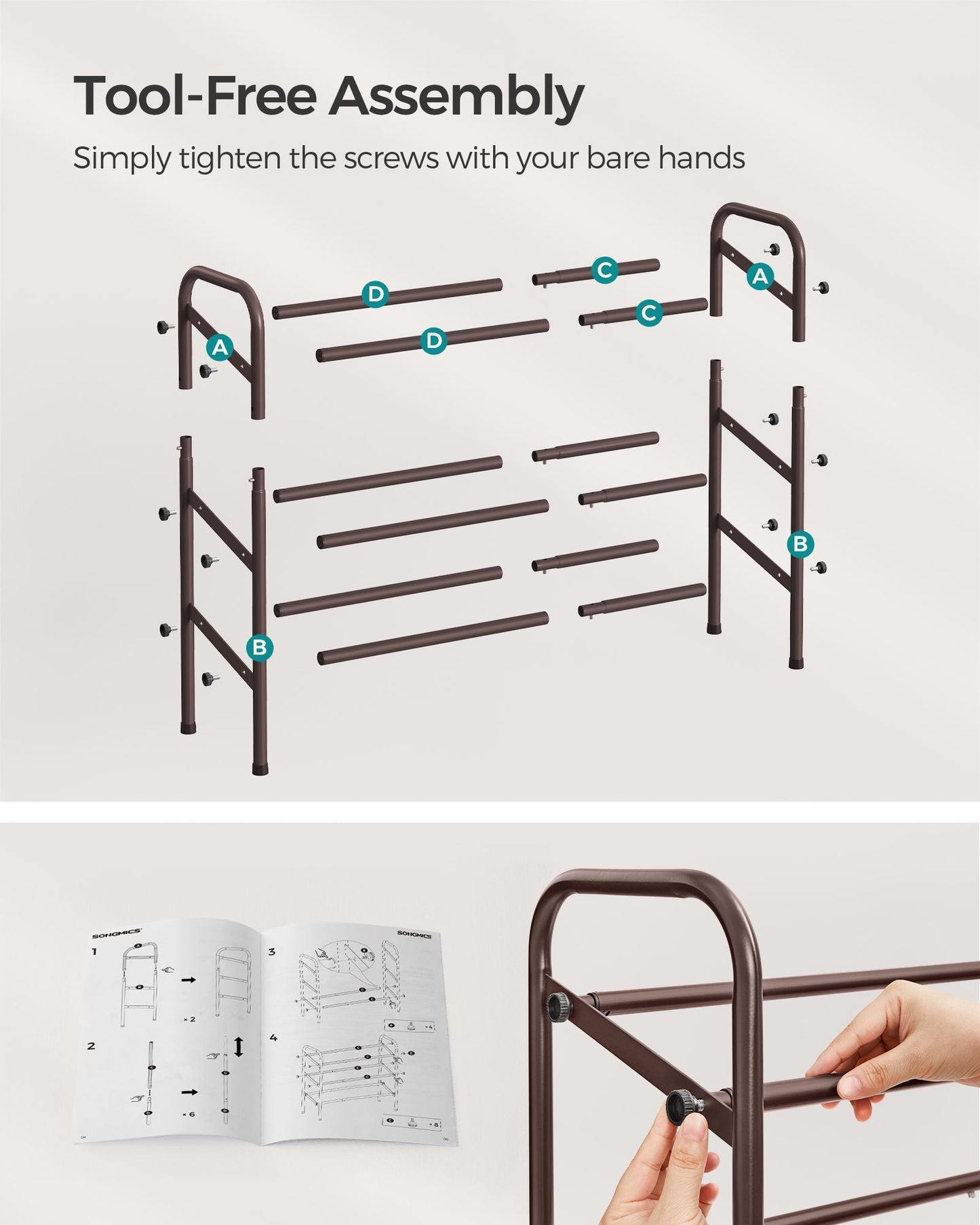3 Tier Expandable Shoe Rack, Holds up to 20 Pairs of Shoes