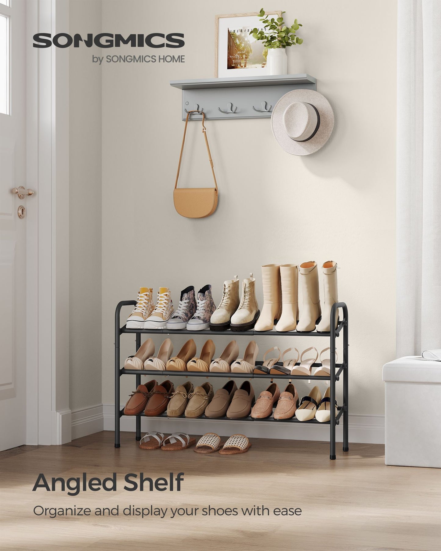 3 Tier Expandable Shoe Rack, Holds up to 20 Pairs of Shoes