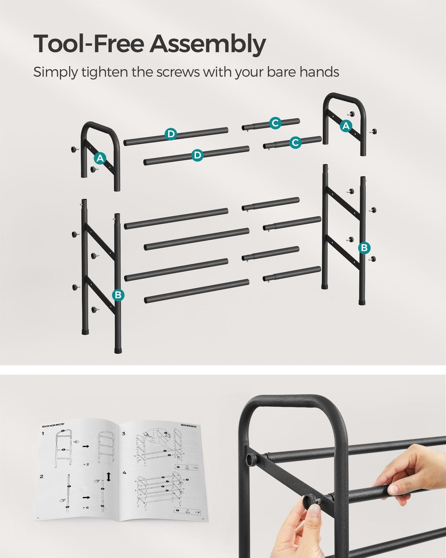 3 Tier Expandable Shoe Rack, Holds up to 20 Pairs of Shoes