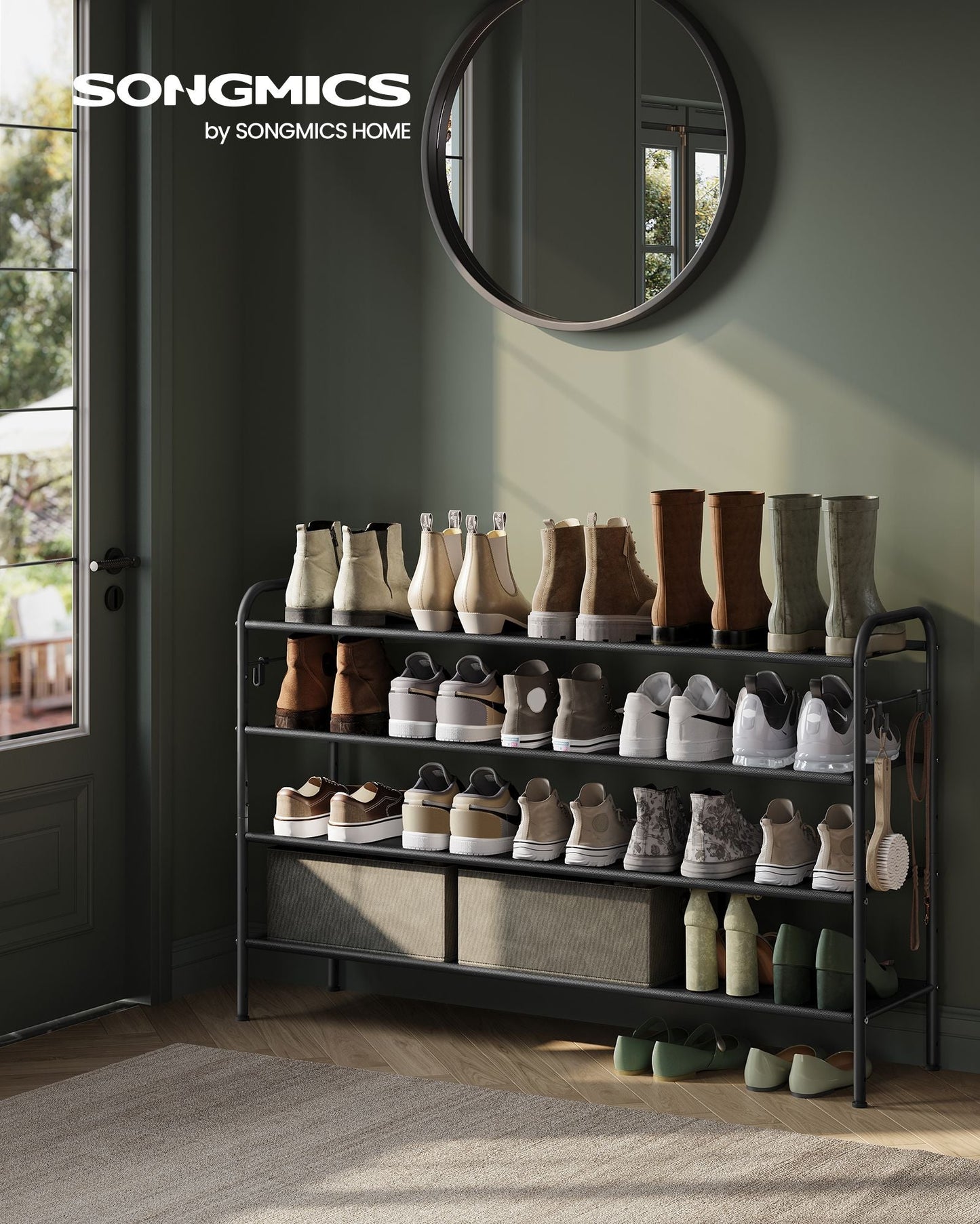 4 Tier Shoe Rack Holds up to 24 Pairs of Shoes