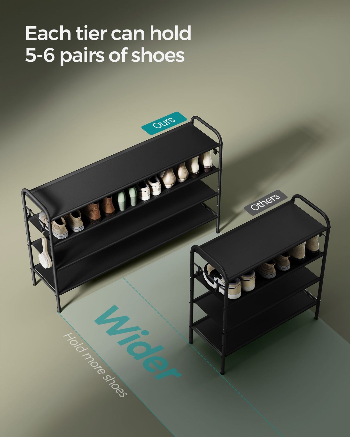 4 Tier Shoe Rack Holds up to 24 Pairs of Shoes