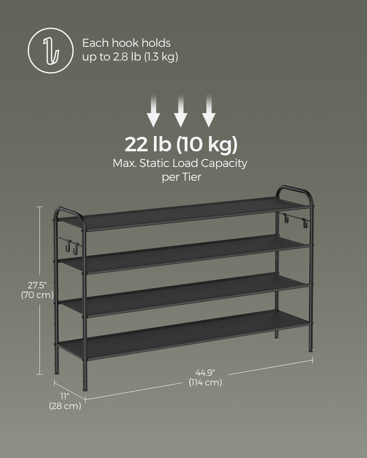 4 Tier Shoe Rack Holds up to 24 Pairs of Shoes