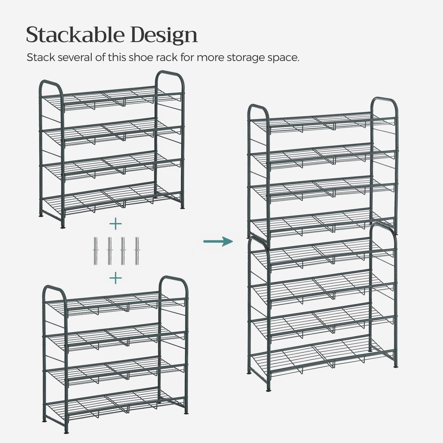 4 Tier Shoe Organizer Holds up to 16 Pairs of Shoes