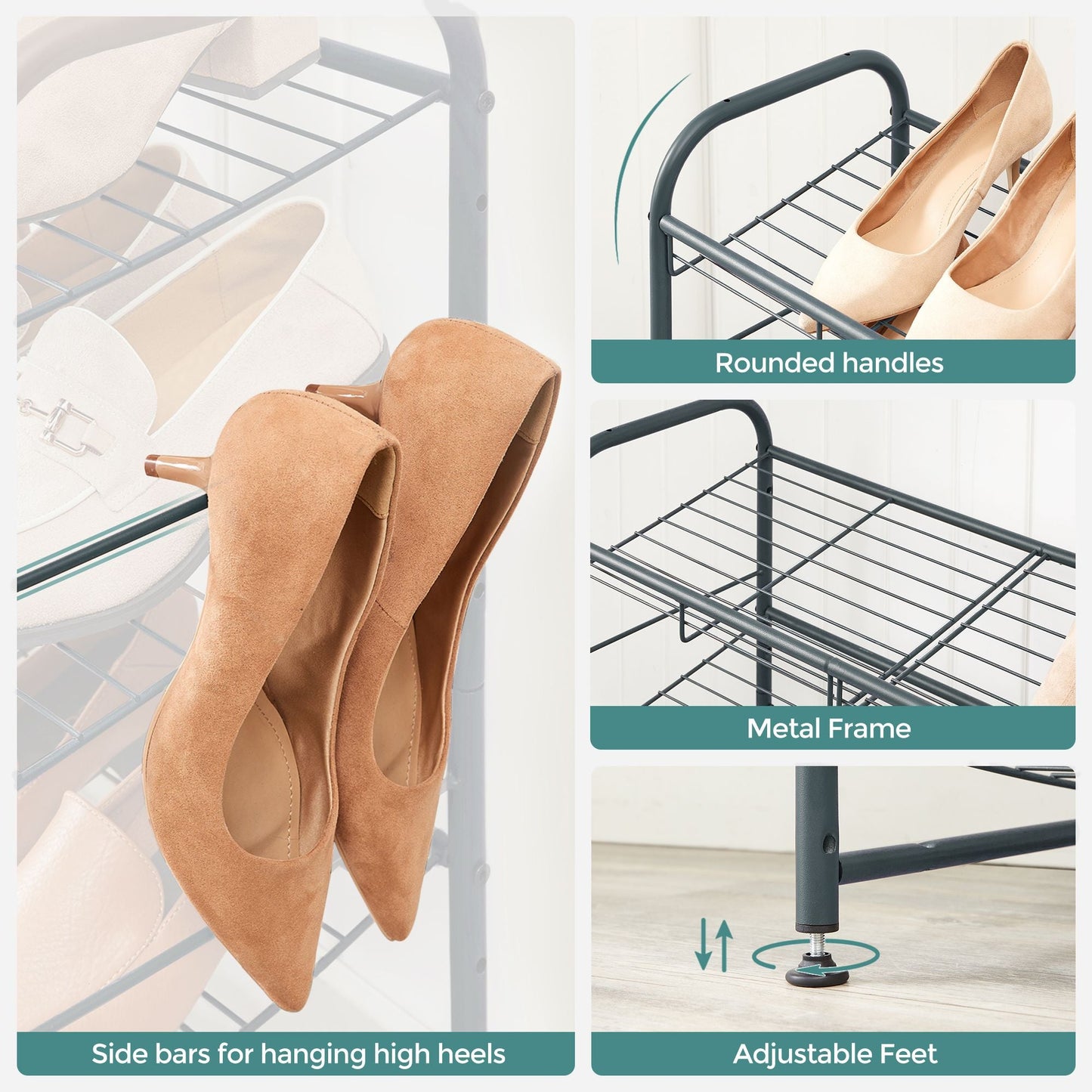 4 Tier Shoe Organizer Holds up to 16 Pairs of Shoes