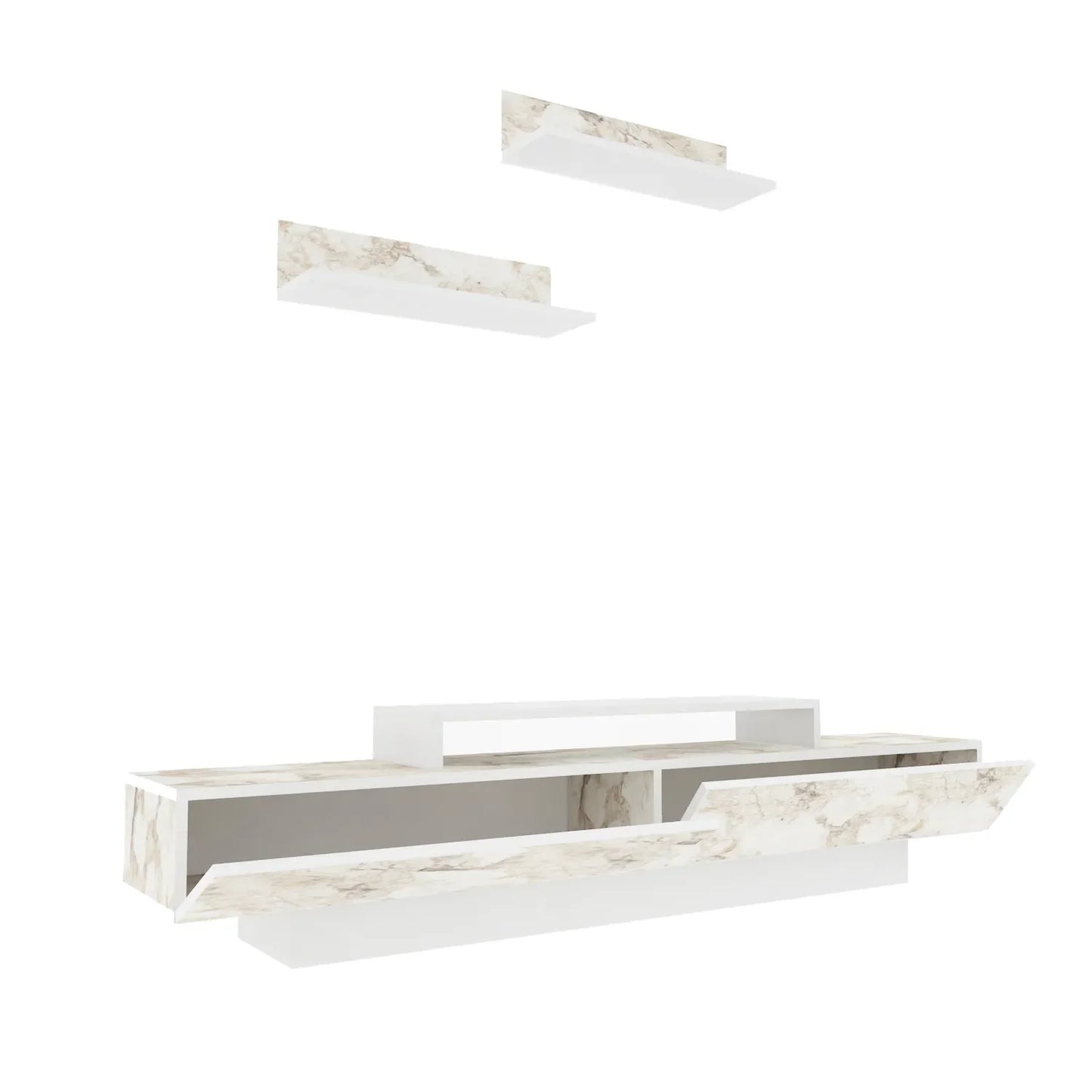 Lusi 71" Wide TV Stand for TVs up to 80" with 2 Wall Shelves