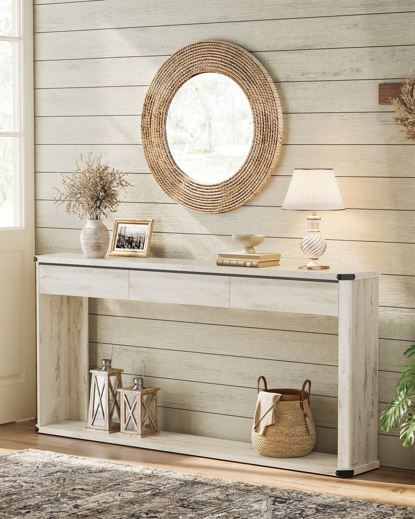 63 Inches Console Table with 3 Drawers