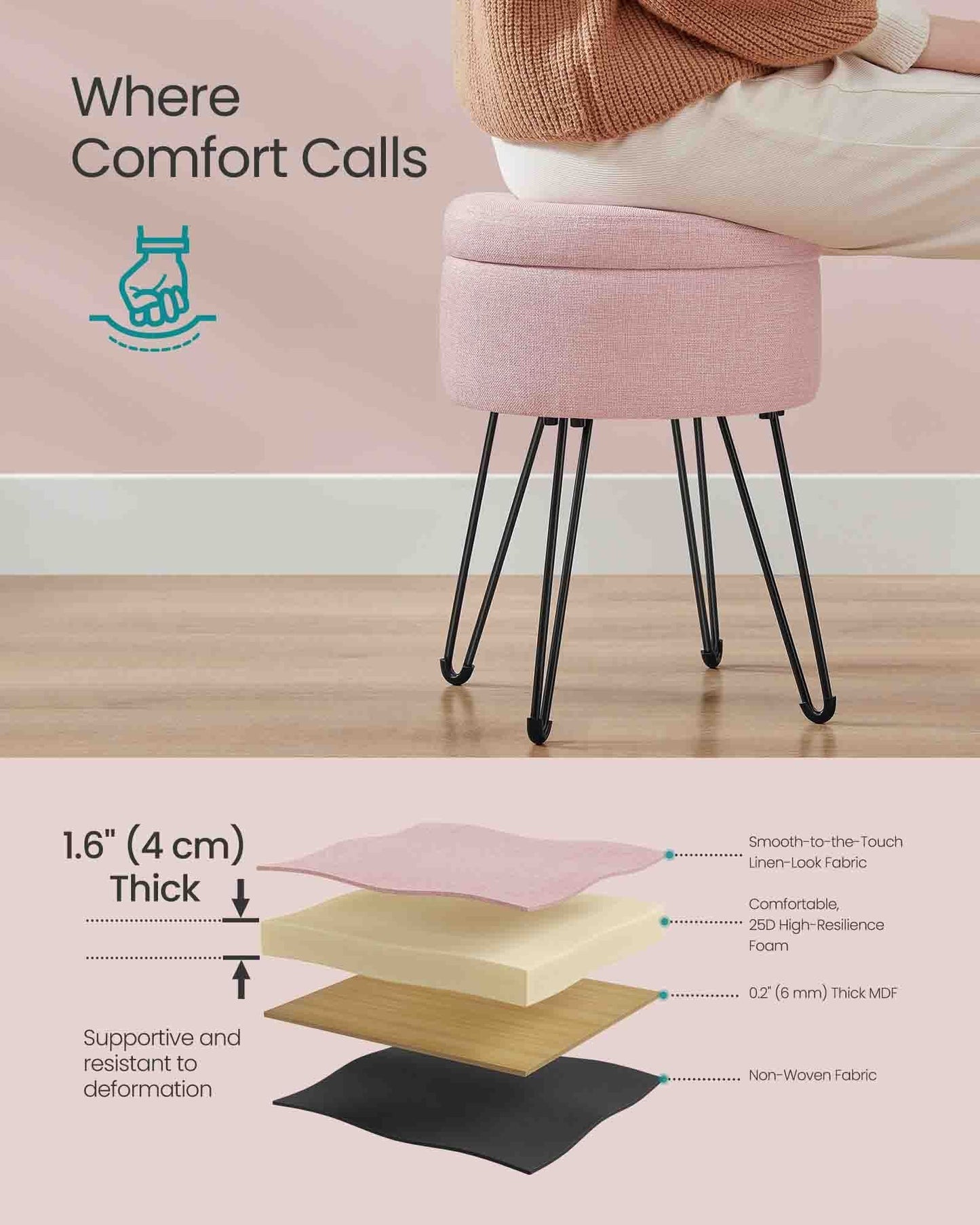 Small Vanity Stool Chair with Storage