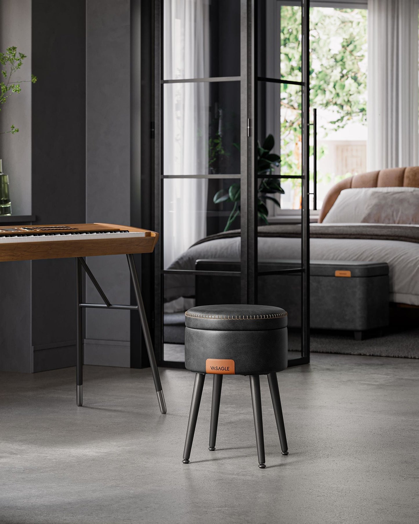 EKHO Collection - Storage Ottoman Vanity Stool